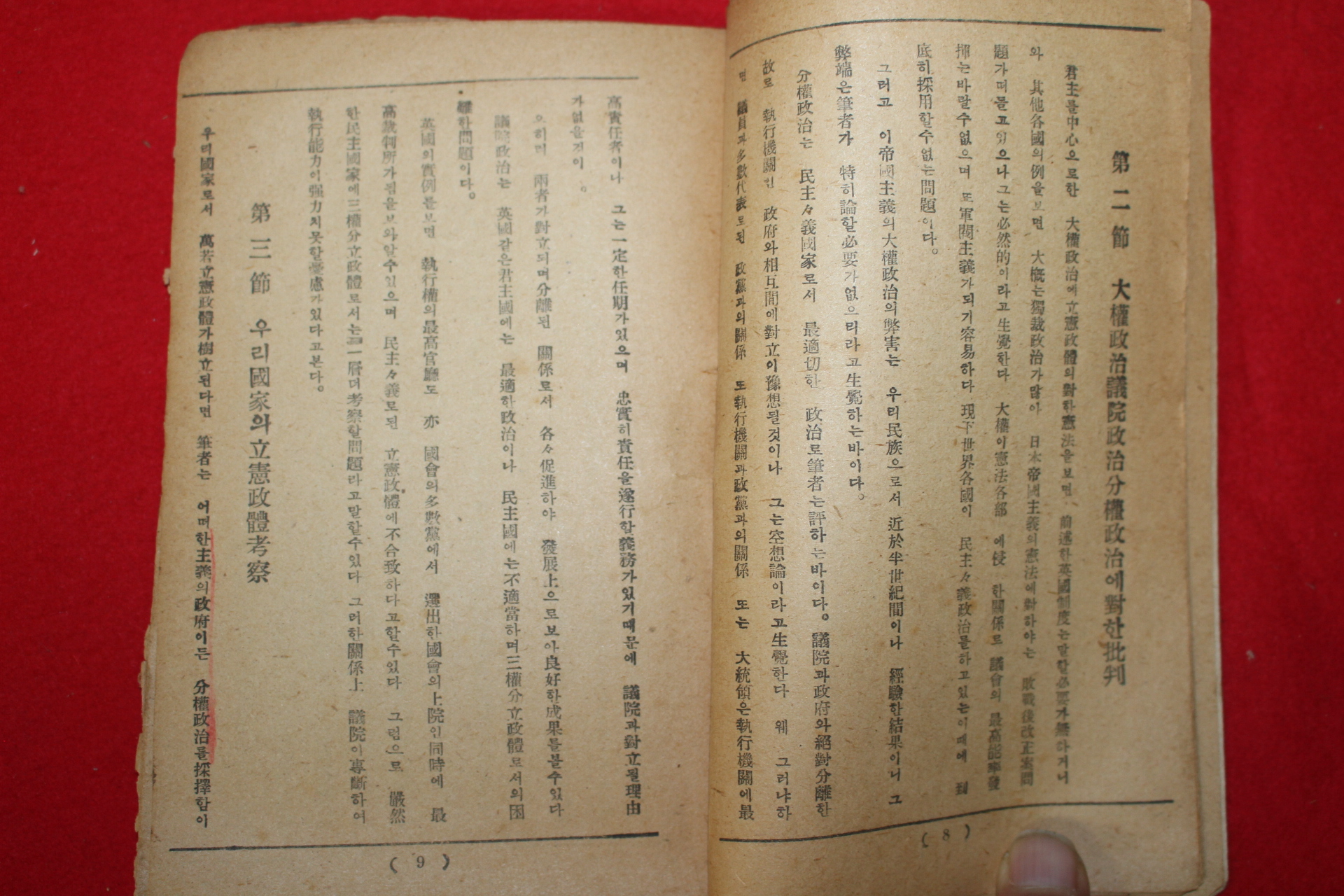 1945년 정치문제연구원 우리나라 입헌정체(立憲政體)는