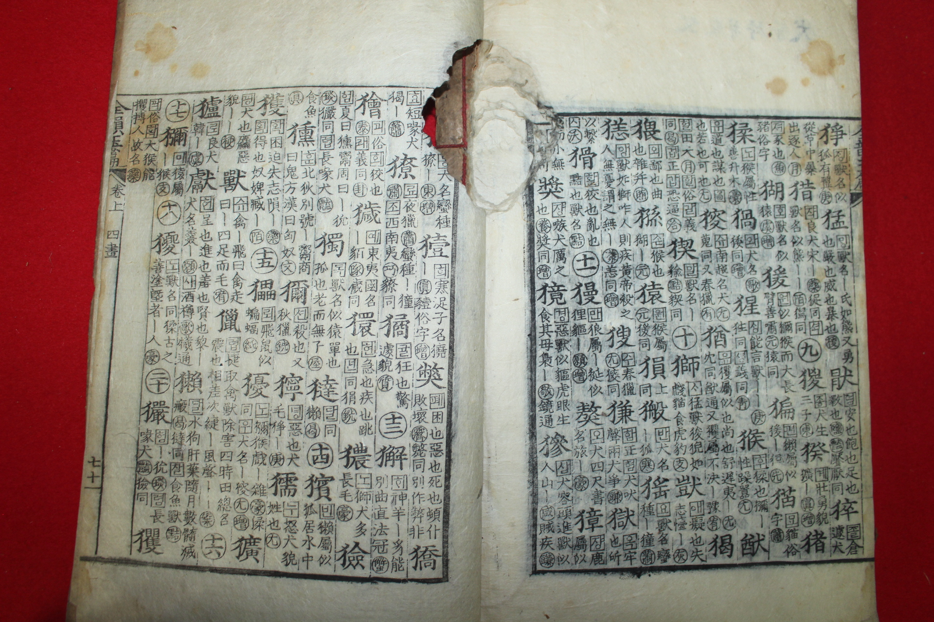 조선시대목판본 을미신간 완산장판 전운옥편(全韻玉篇)상권 1책