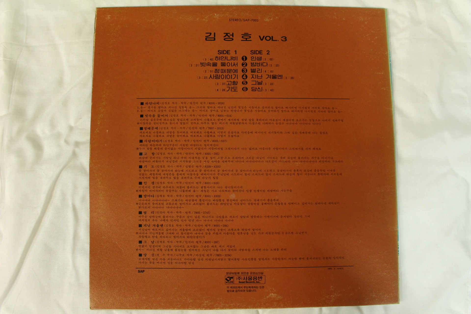 471-1983년 레코드판 김정호 3집