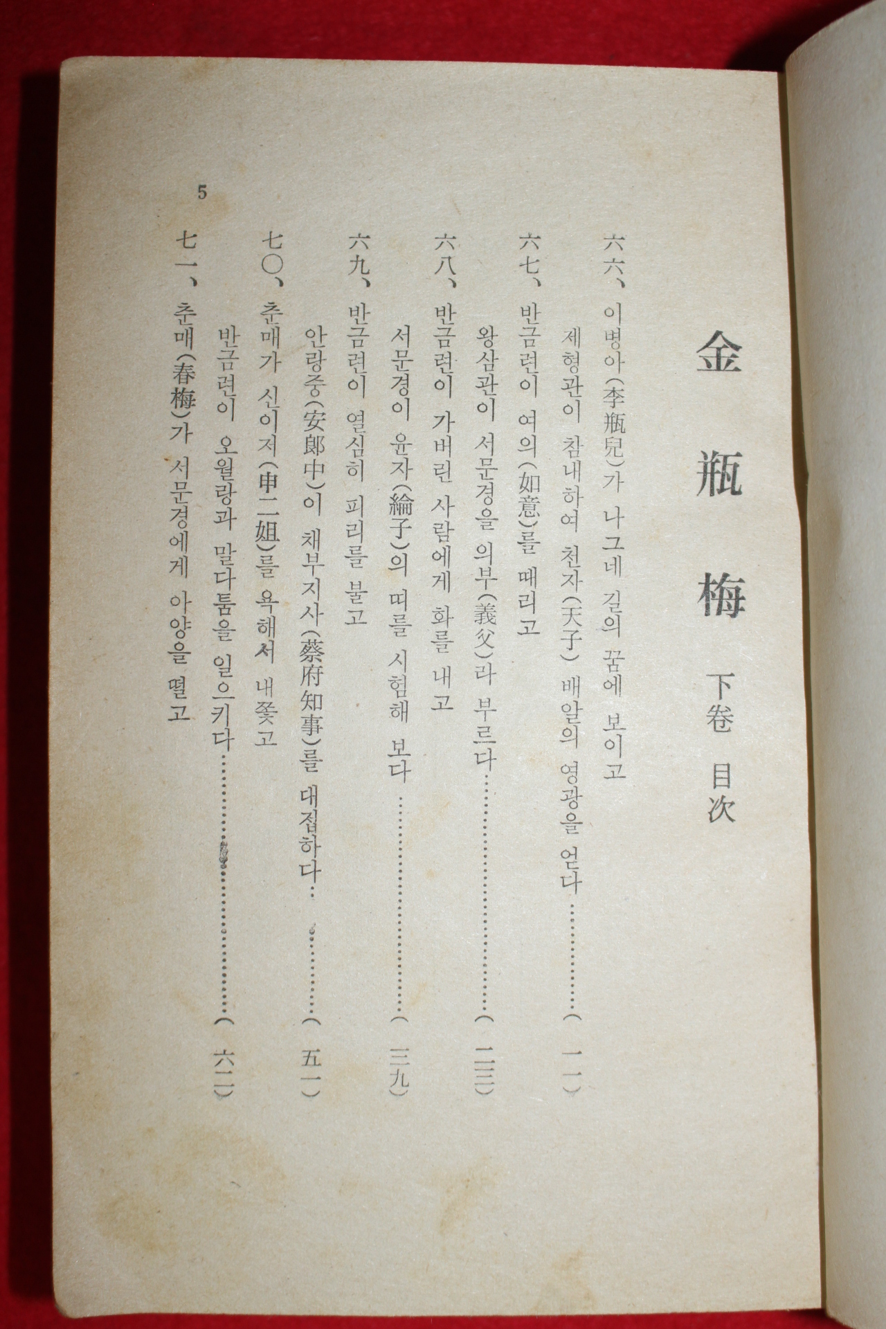 1971년 김춘문(金春文)역 금병매 하권 1책