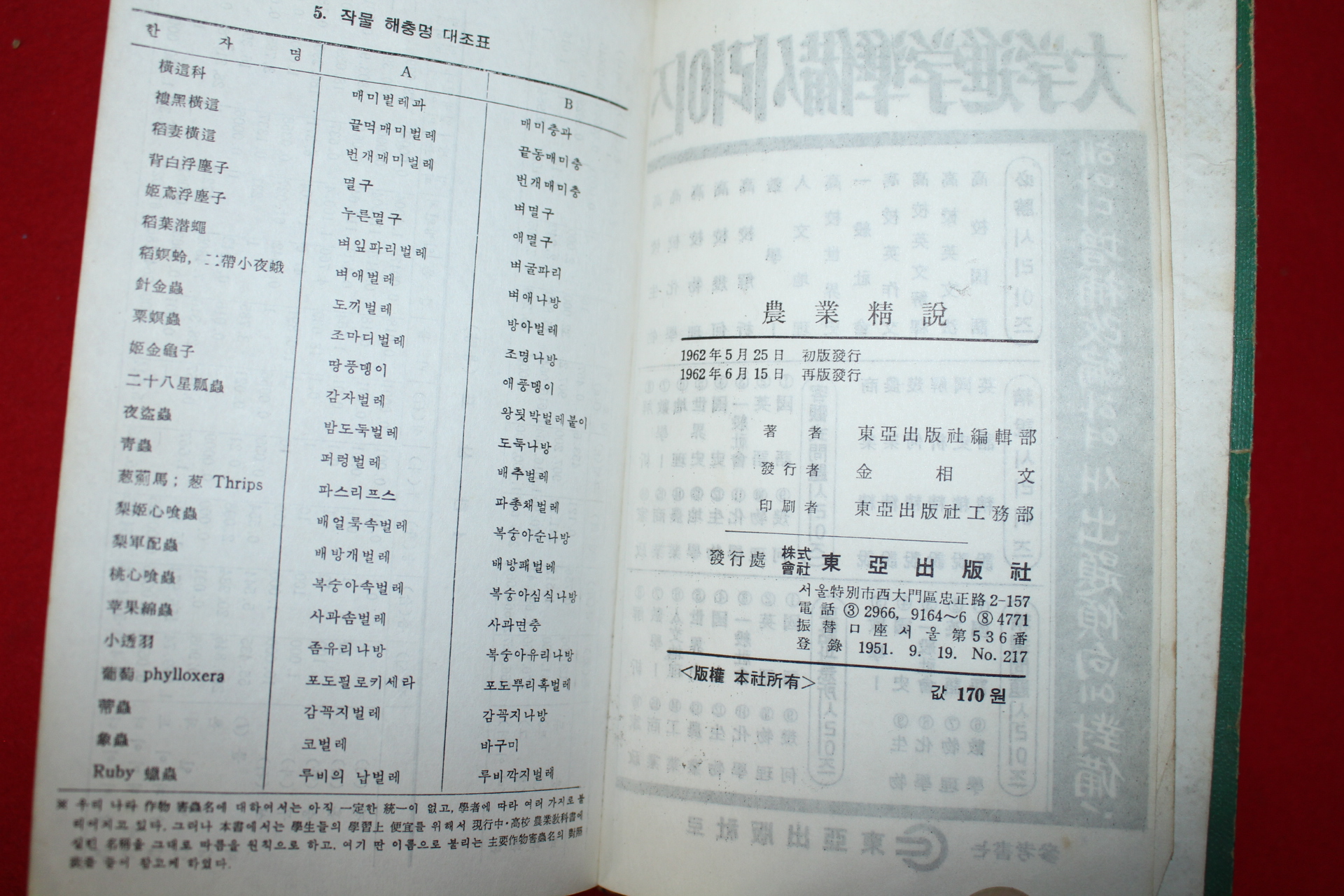 1962년 김호식(金浩植) 농업정설