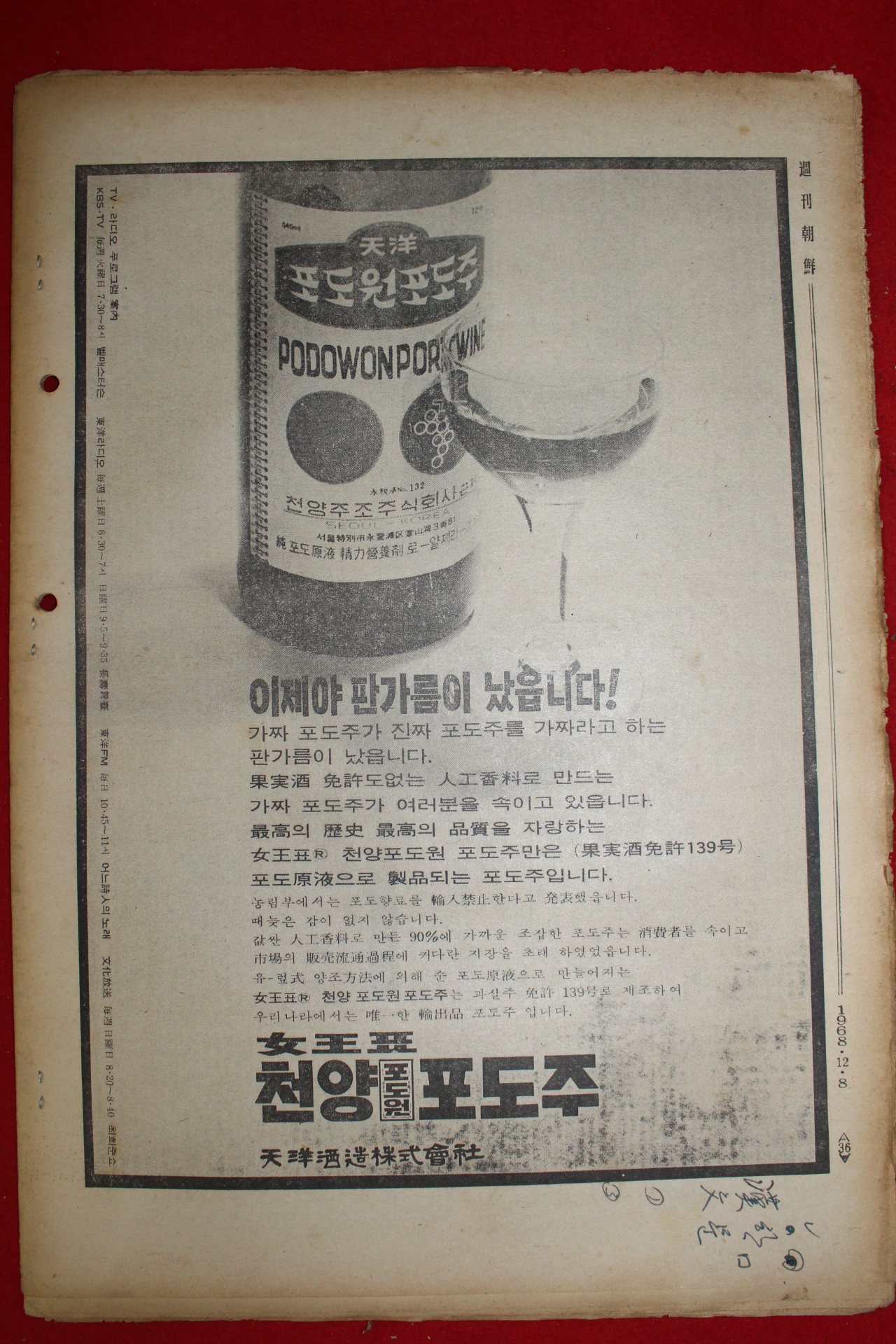 1968년 주간조선 12월8일자 제8호
