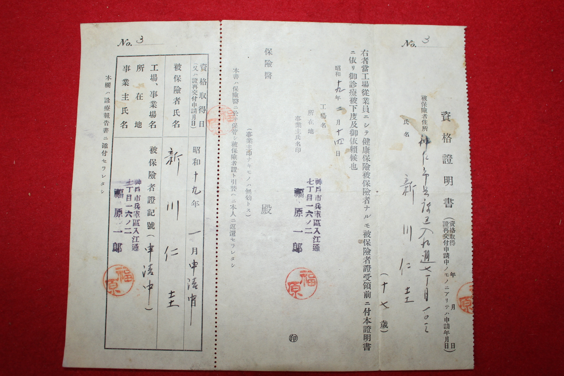 1944년 일본유학생 자격증명서