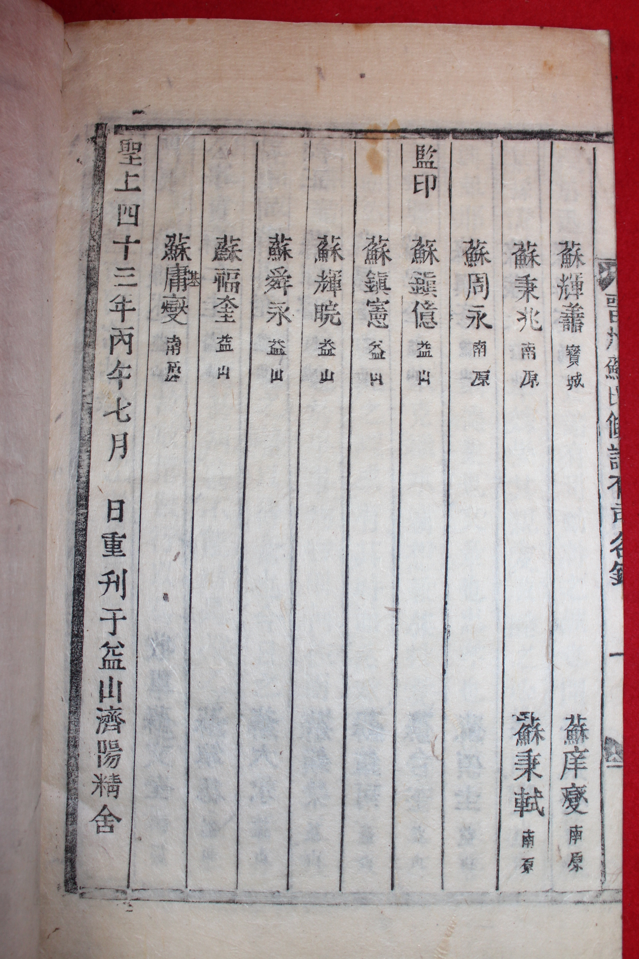 1906년 목활자본 진주소씨족보(晋州蘇氏族譜) 18권11책완질