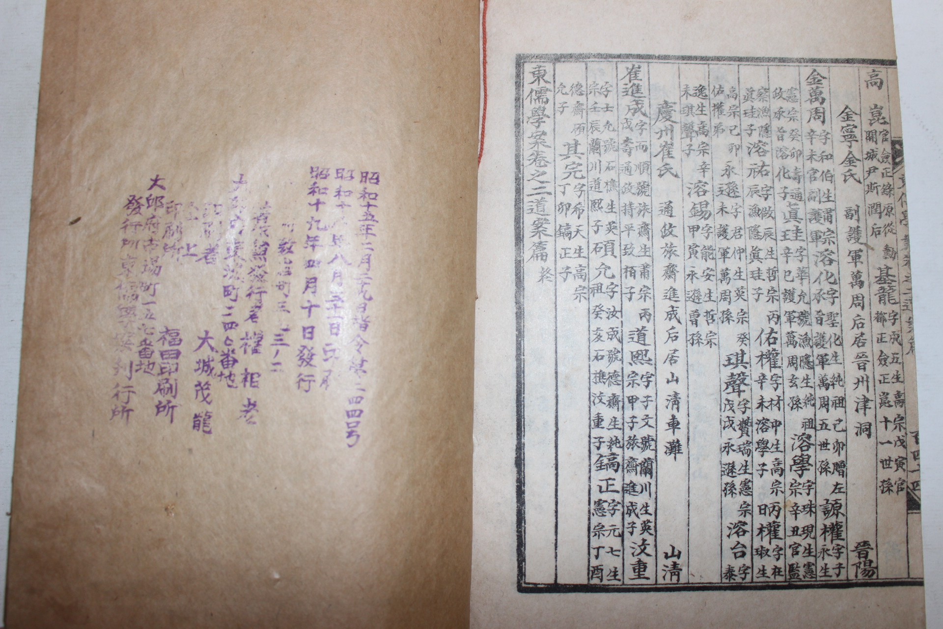 1944년 동유학안(東儒學案) 권2~5終 4책