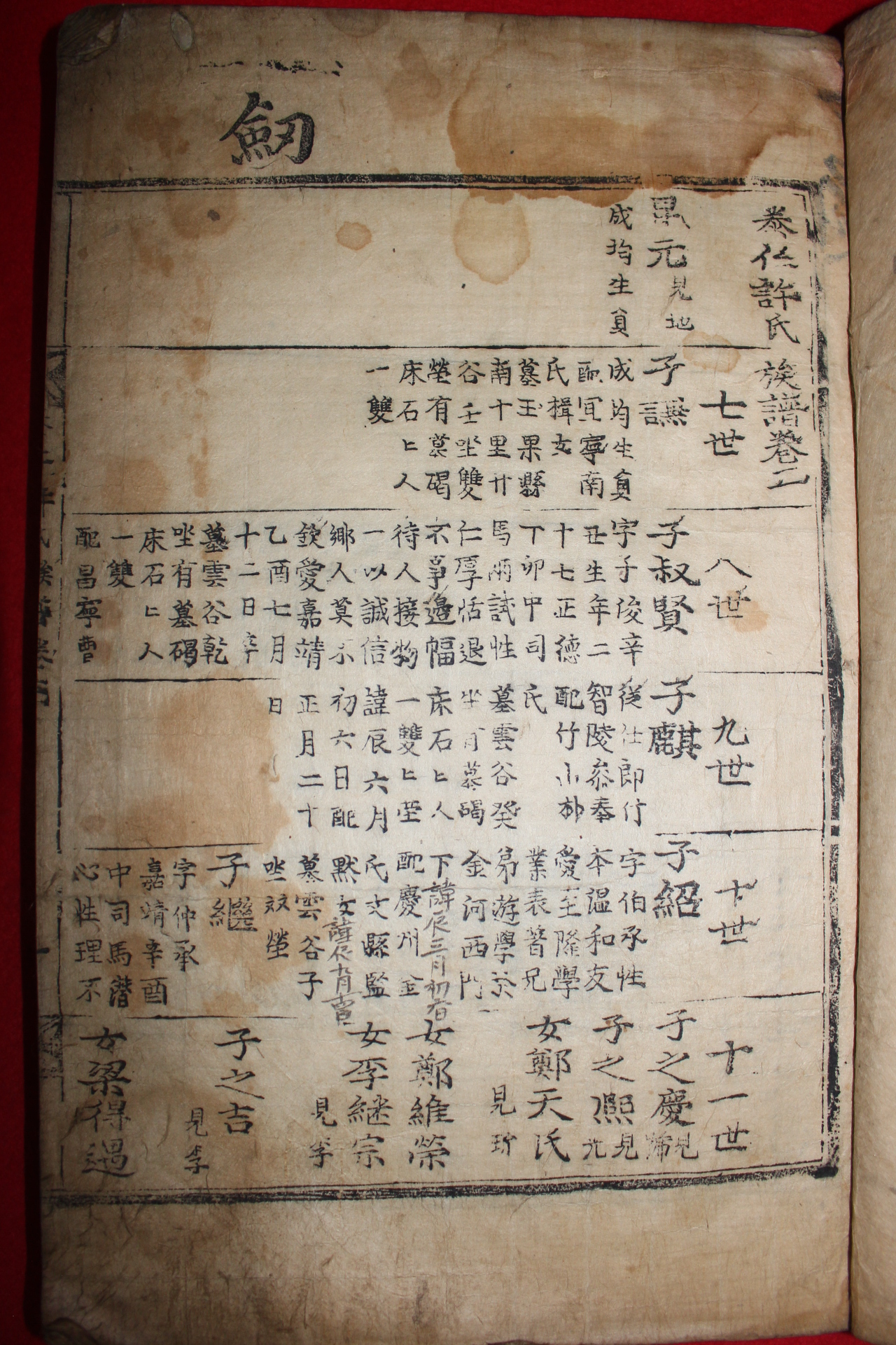 1698년 목판본 태인허씨족보(泰仁許氏族譜)권3,4終  1책