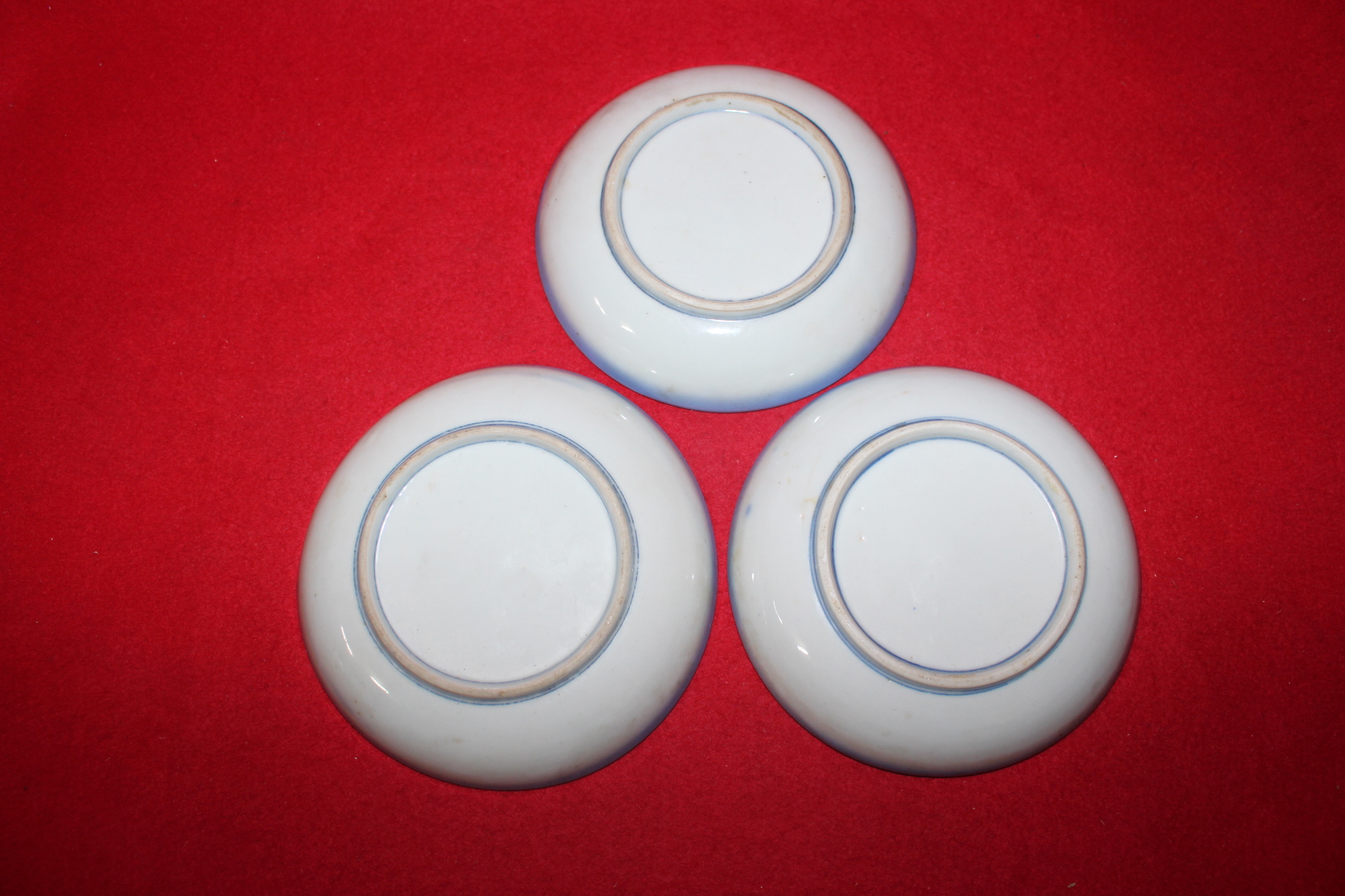 연대가좋은 청화백자산수문완 3점