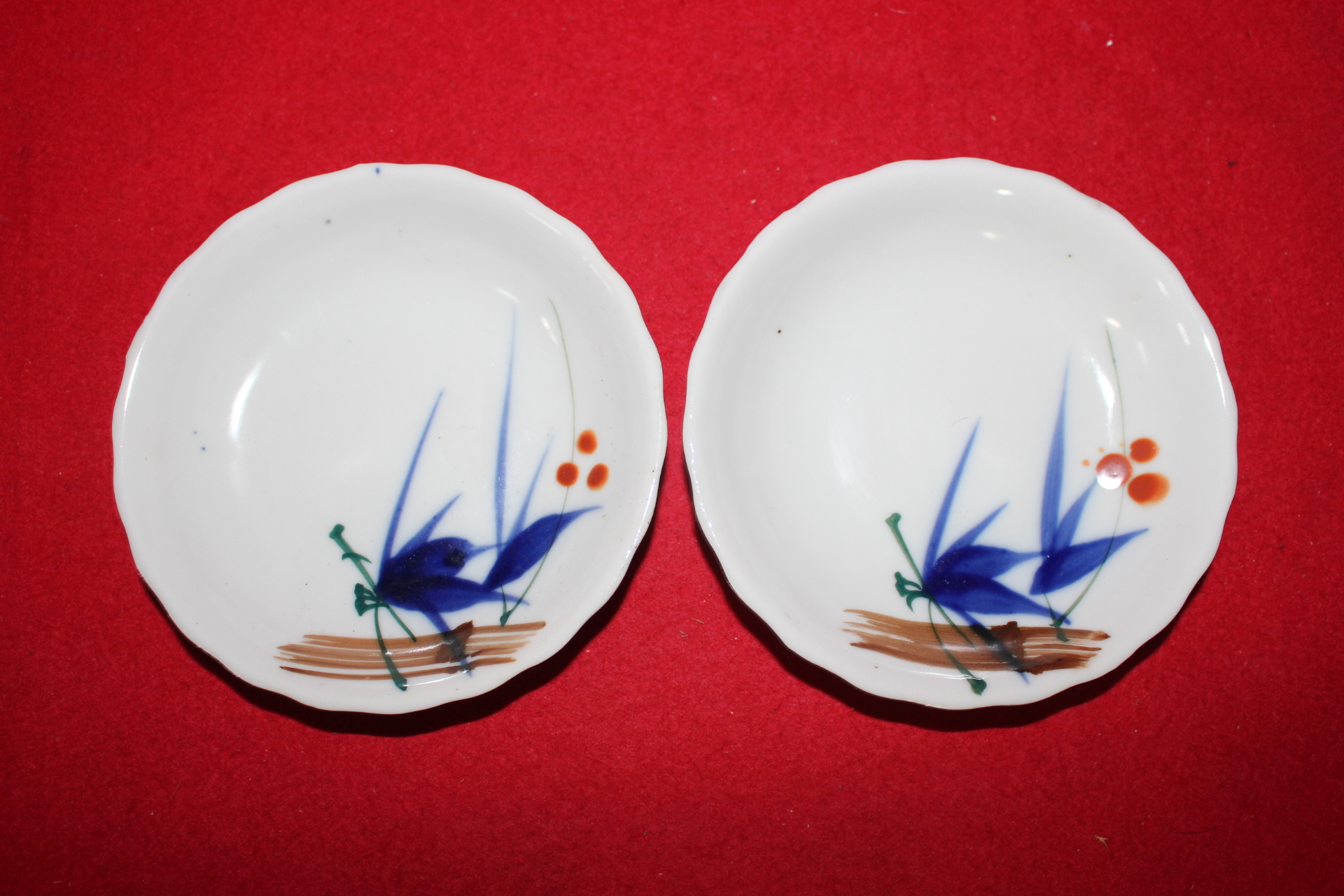 일제시기 청화백자 화문완 2점