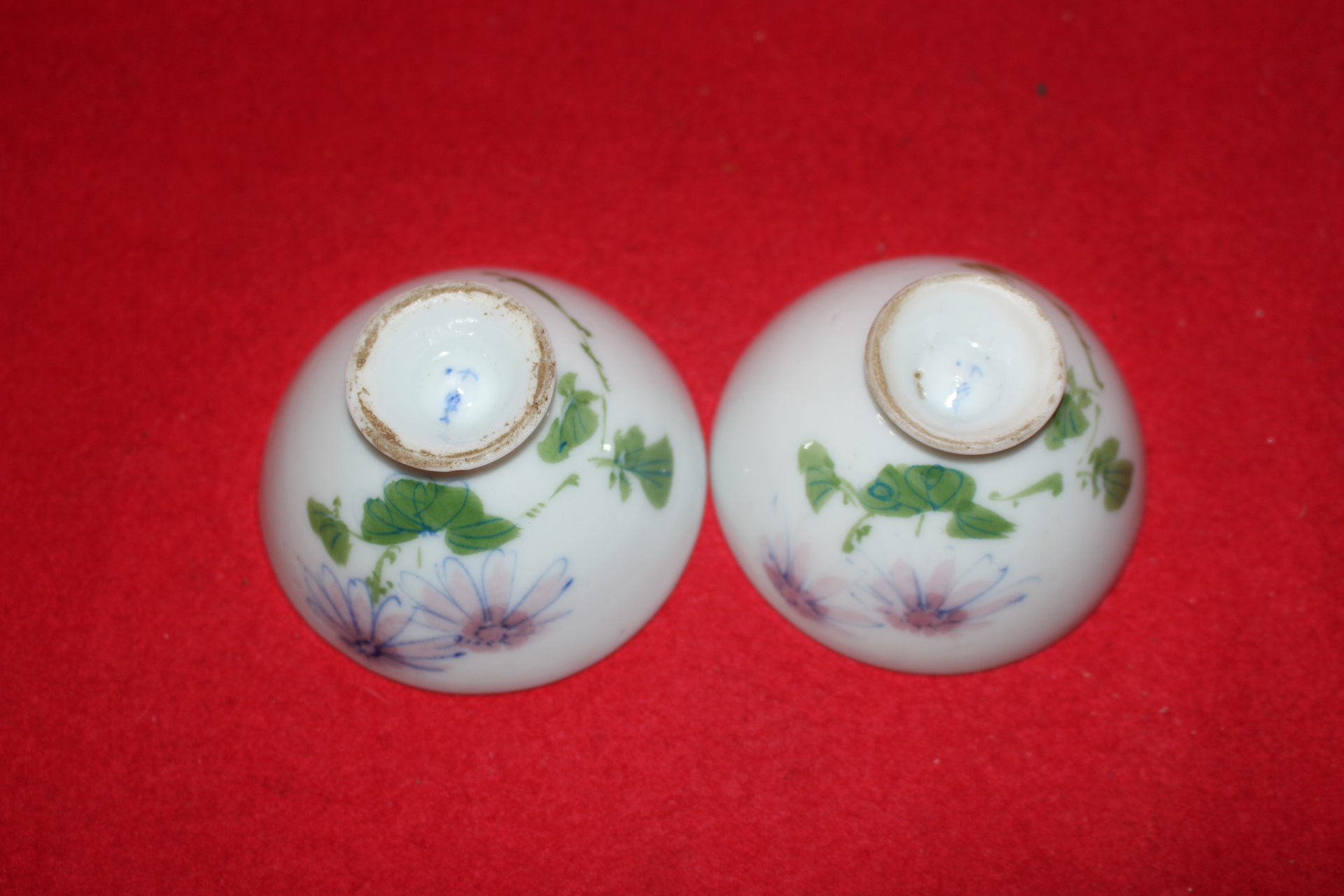 일제시기 청화백자화문 잔 2점