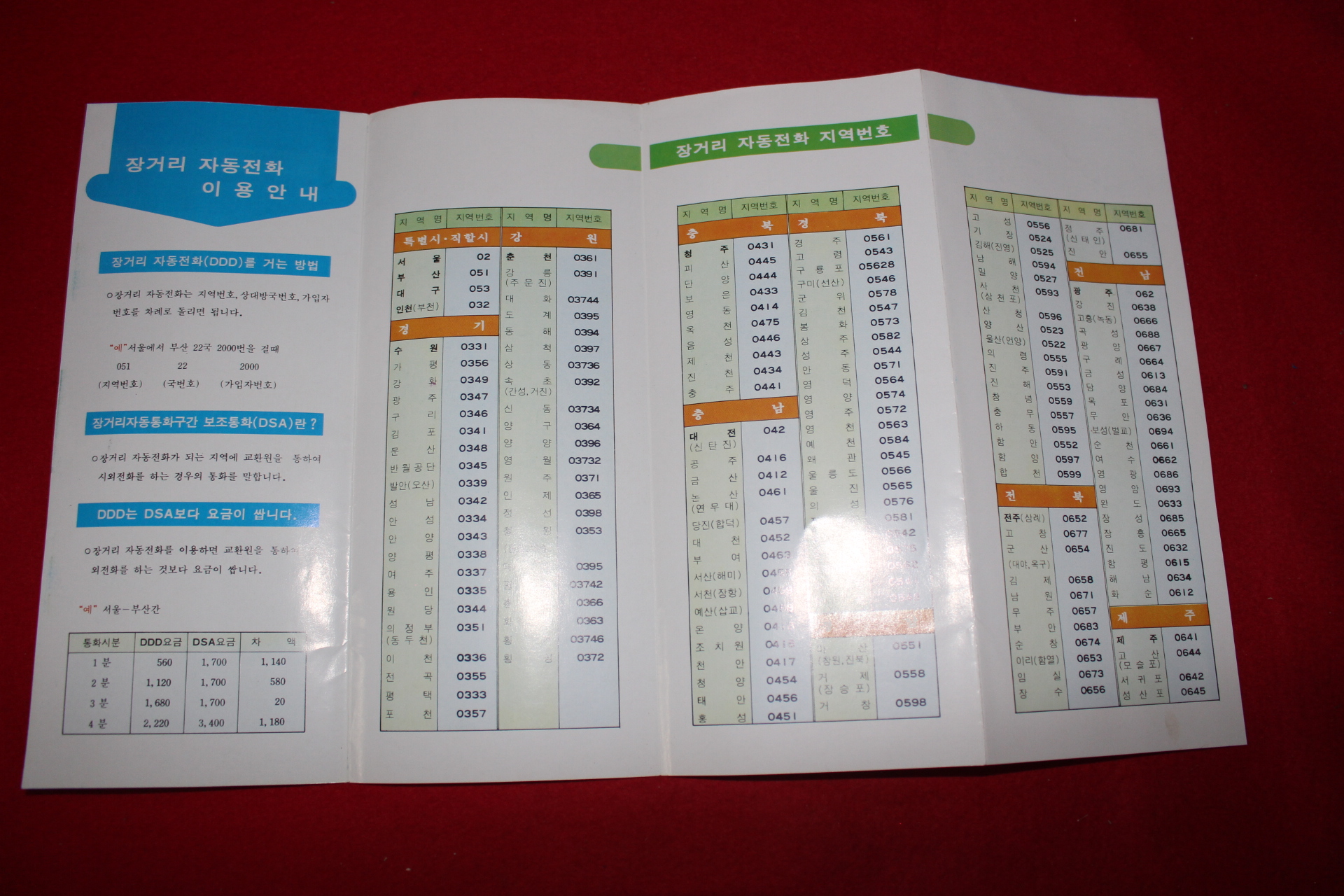 1985년 한국전기통신공사 시외통화이용안내 팜플렛