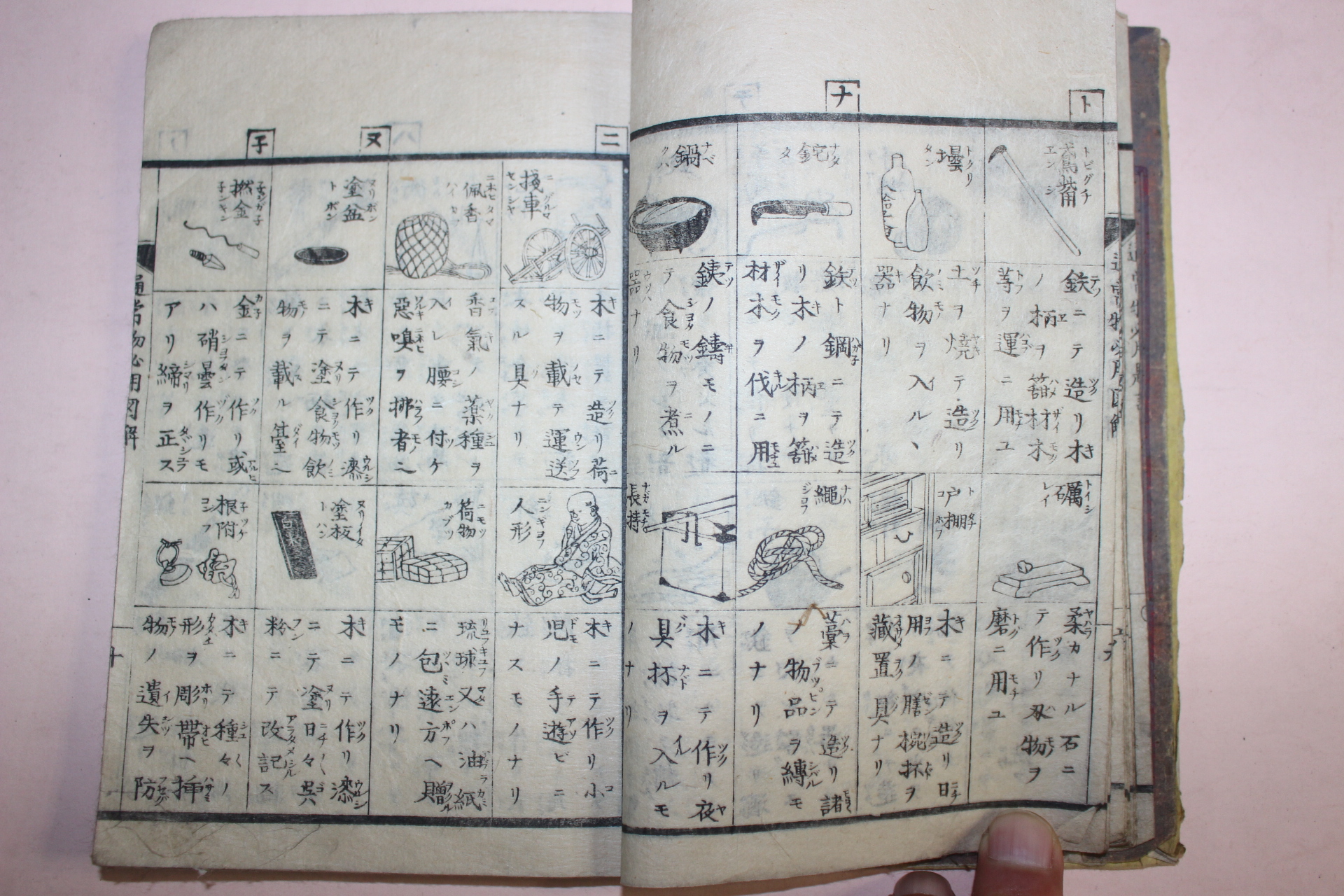 1877년(명치10년) 일본목판본 하등소학 통상물필용도해(通常物必用圖解) 1책완질
