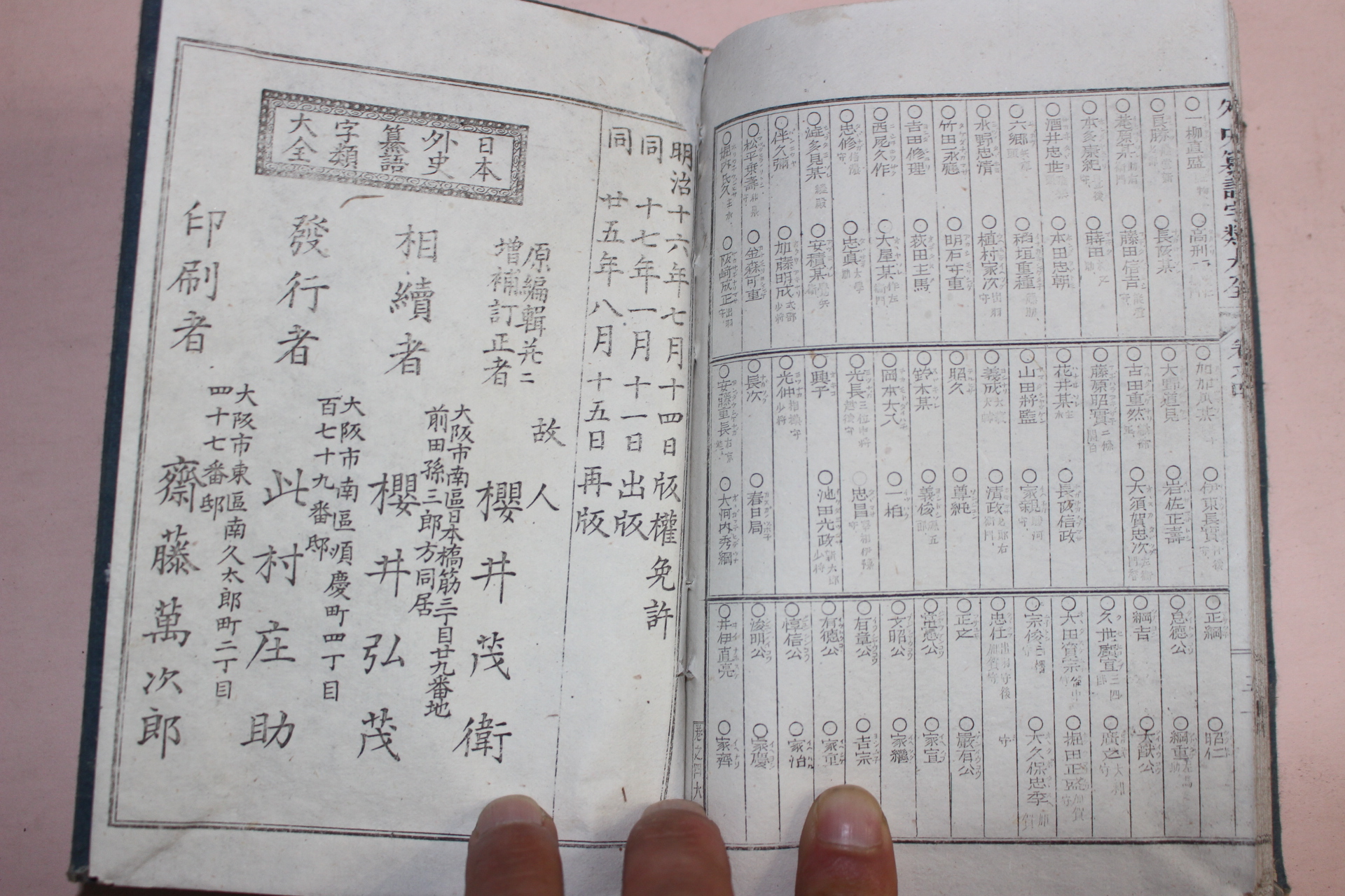 1892년(명치25년) 일본간행 일본외사찬어자류대전 1책