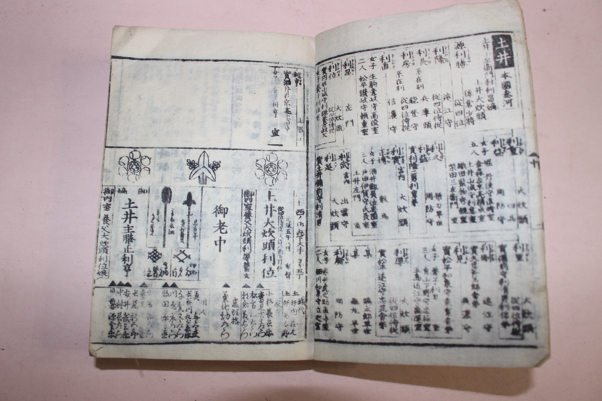 에도시기 일본목판본 강호시기의 문중마크와 무기류가 수록된 책