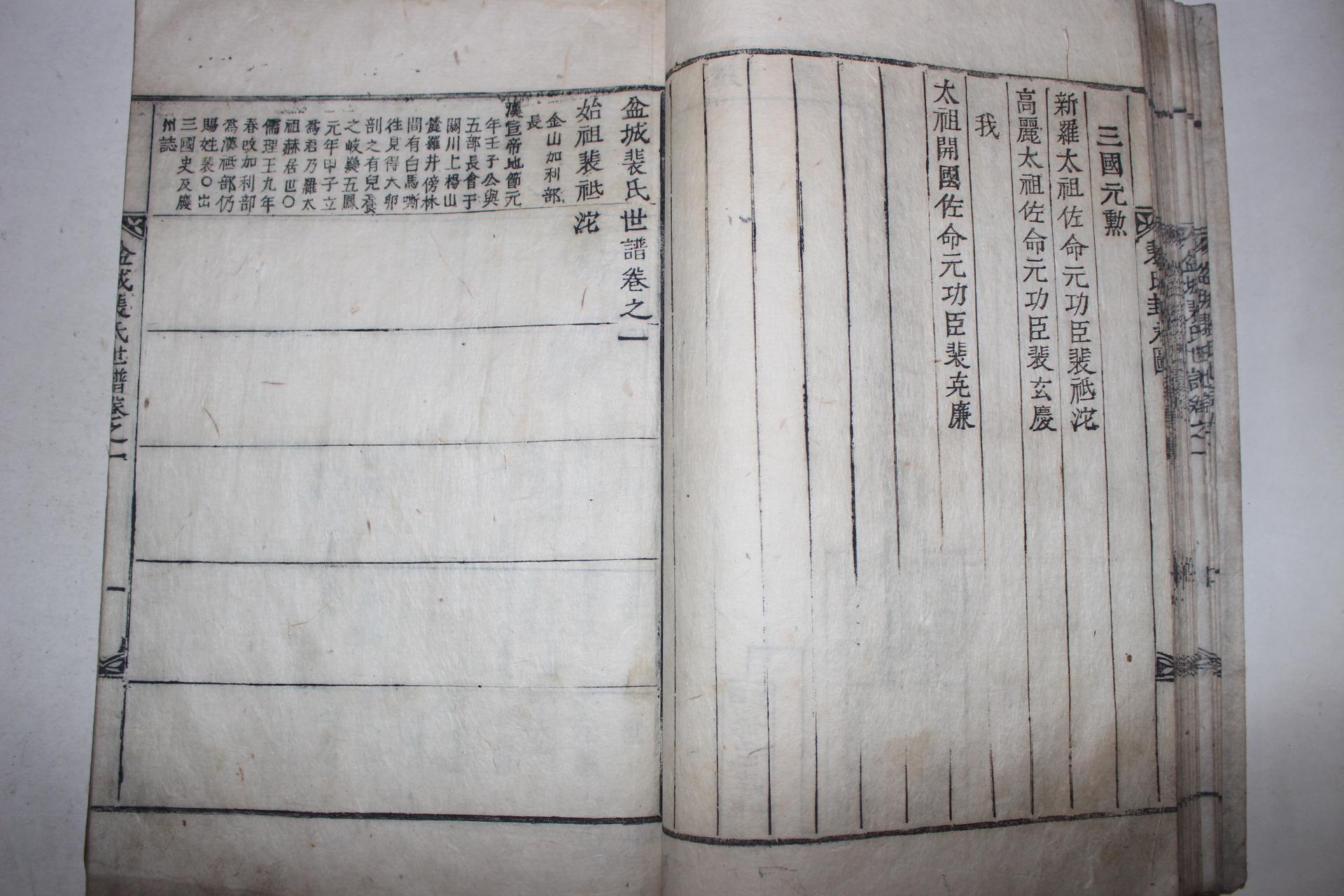 1862년(동치원년) 목활자본 분성배씨세보(盆城裵氏世譜) 5책