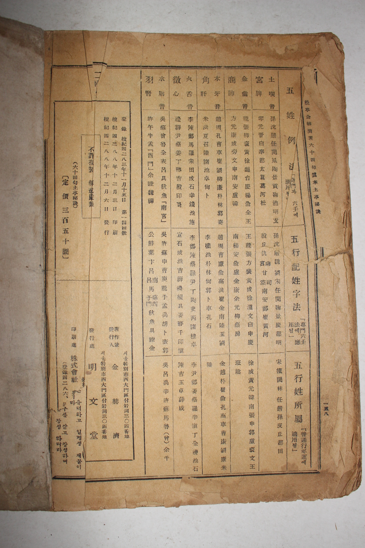 1955년 송정김혁제저 육십사구진본토정비결