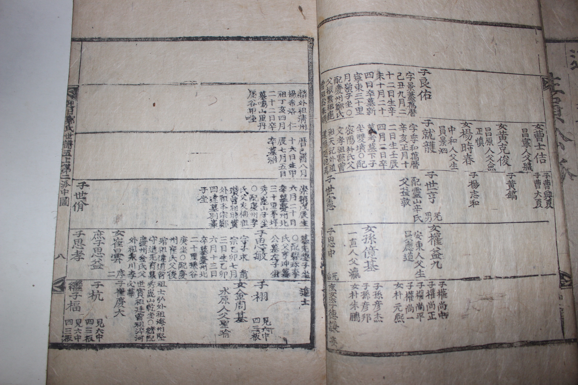 1700년대 목판본 연일정씨세보(延日鄭氏世譜) 2책