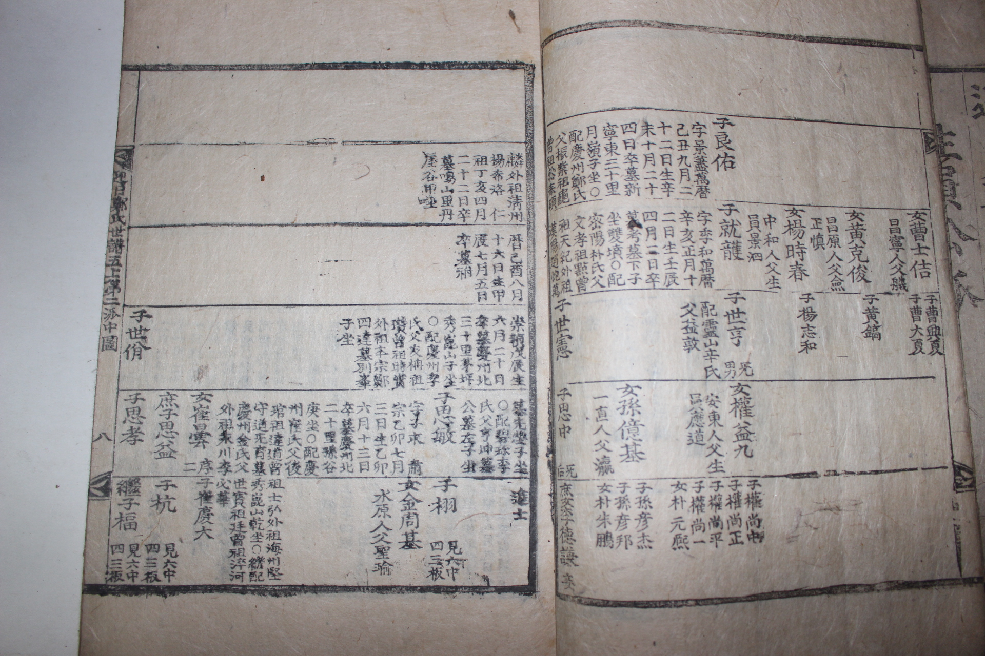 1700년대 목판본 영일정씨세보(迎日鄭氏世譜) 2책