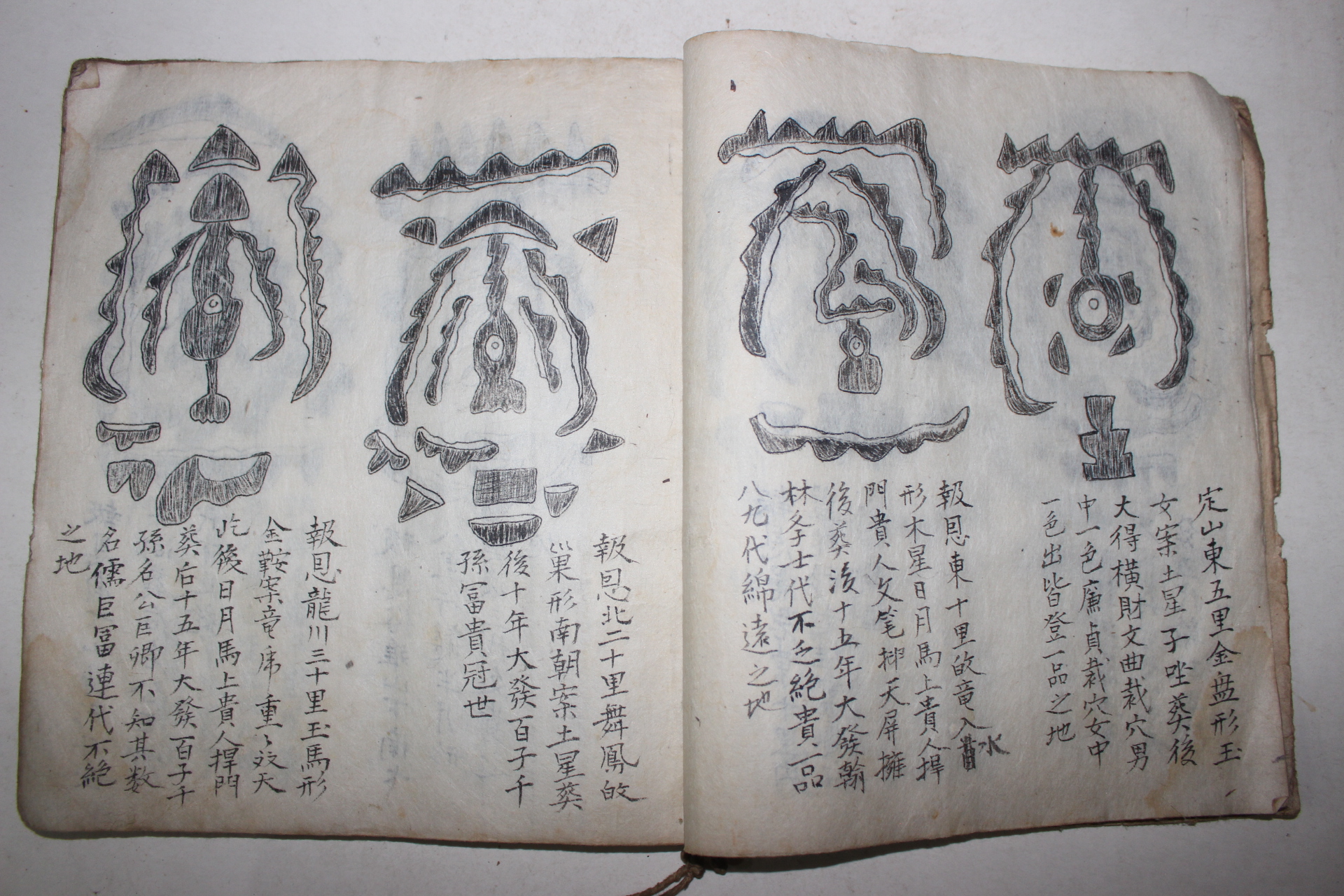 고필사본 김제,은진,익산,용안,전주,공주,보은,부여등 138개의 산세도 그림이있는 풍수지리서 도식(圖式)