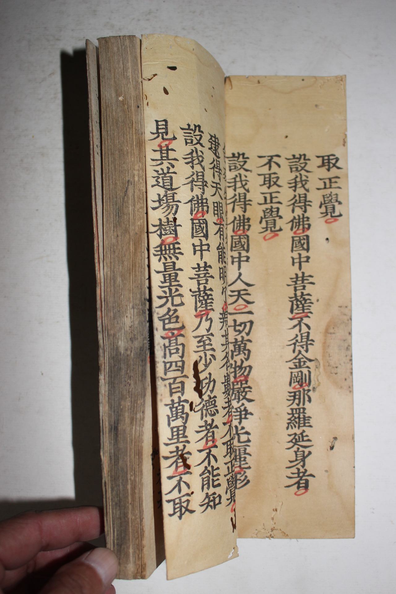 1818년(文政元寅) 묵서기가 있는 목판본 불경 불설무량수경(佛說無量壽經)상하 2책완질