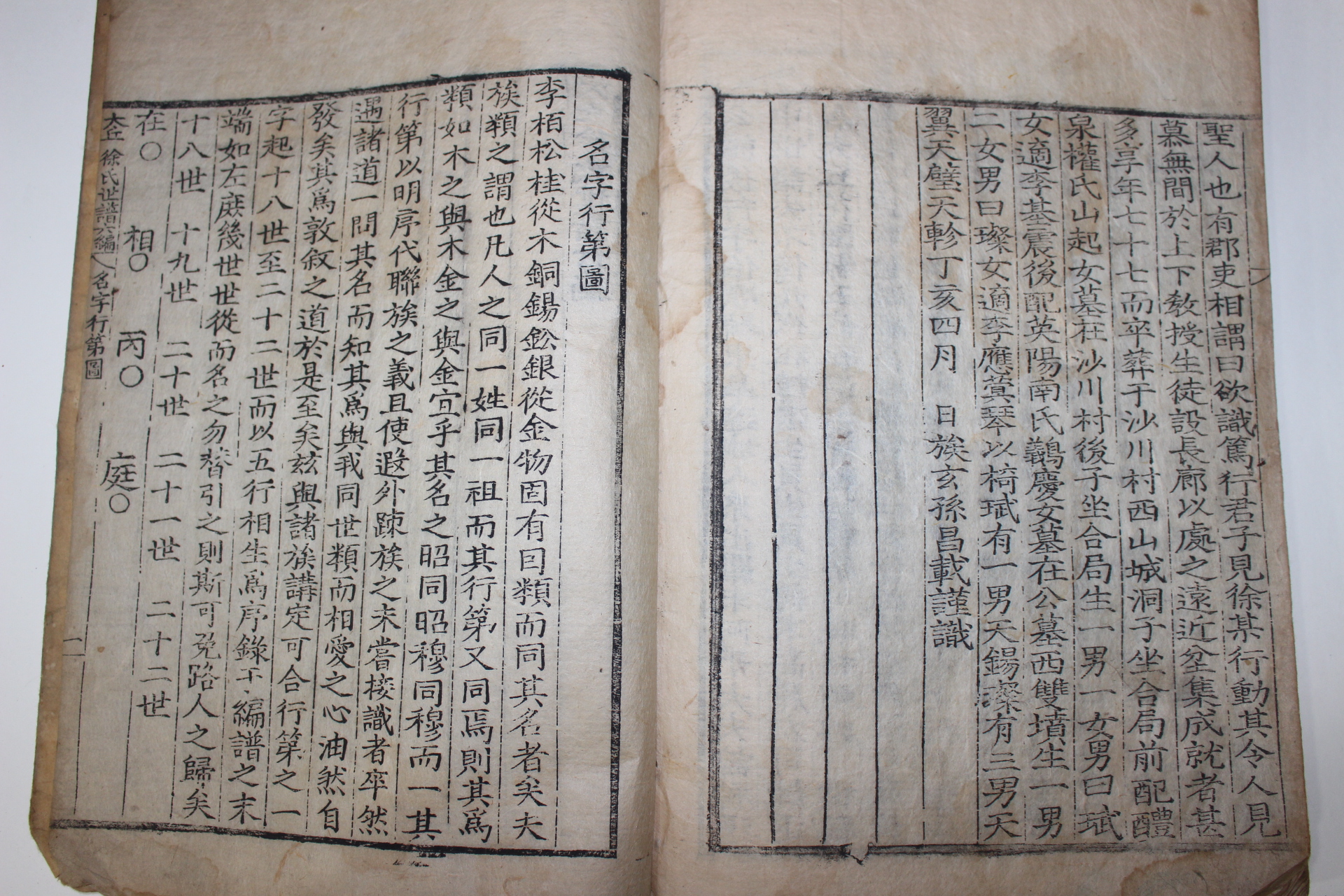 조선시대 목판본 대구서씨세보(大邱徐氏世譜)지추공파(知樞公派) 1책