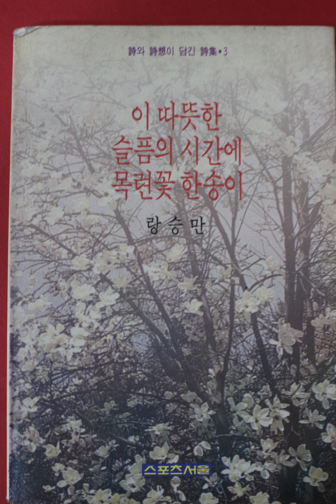 1992년초판 랑승만 이 따뜻한 슬픔의 시간에 목련꽃한송이