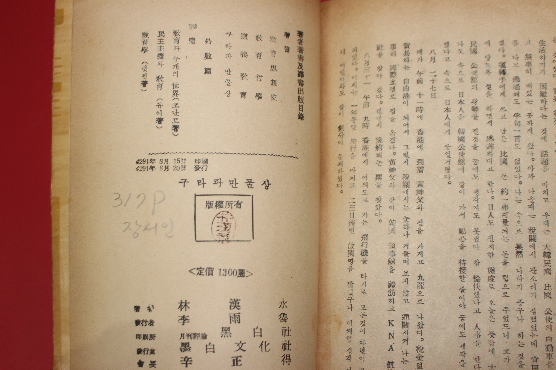 1958년(단기4291년) 임한영(林漢永) 구라파의 만물상