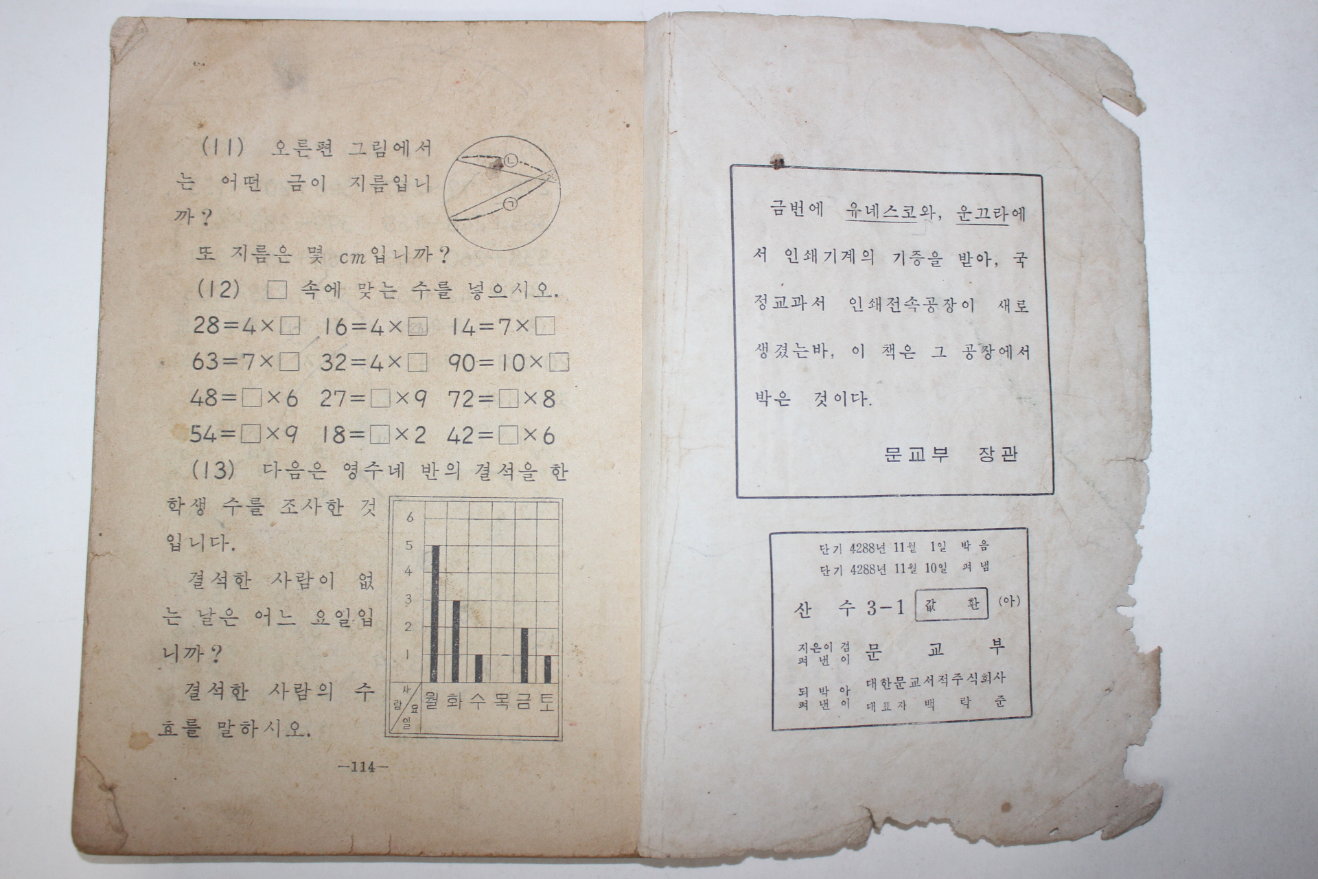 1955년 유네스코운끄라교과서 산수 3-1