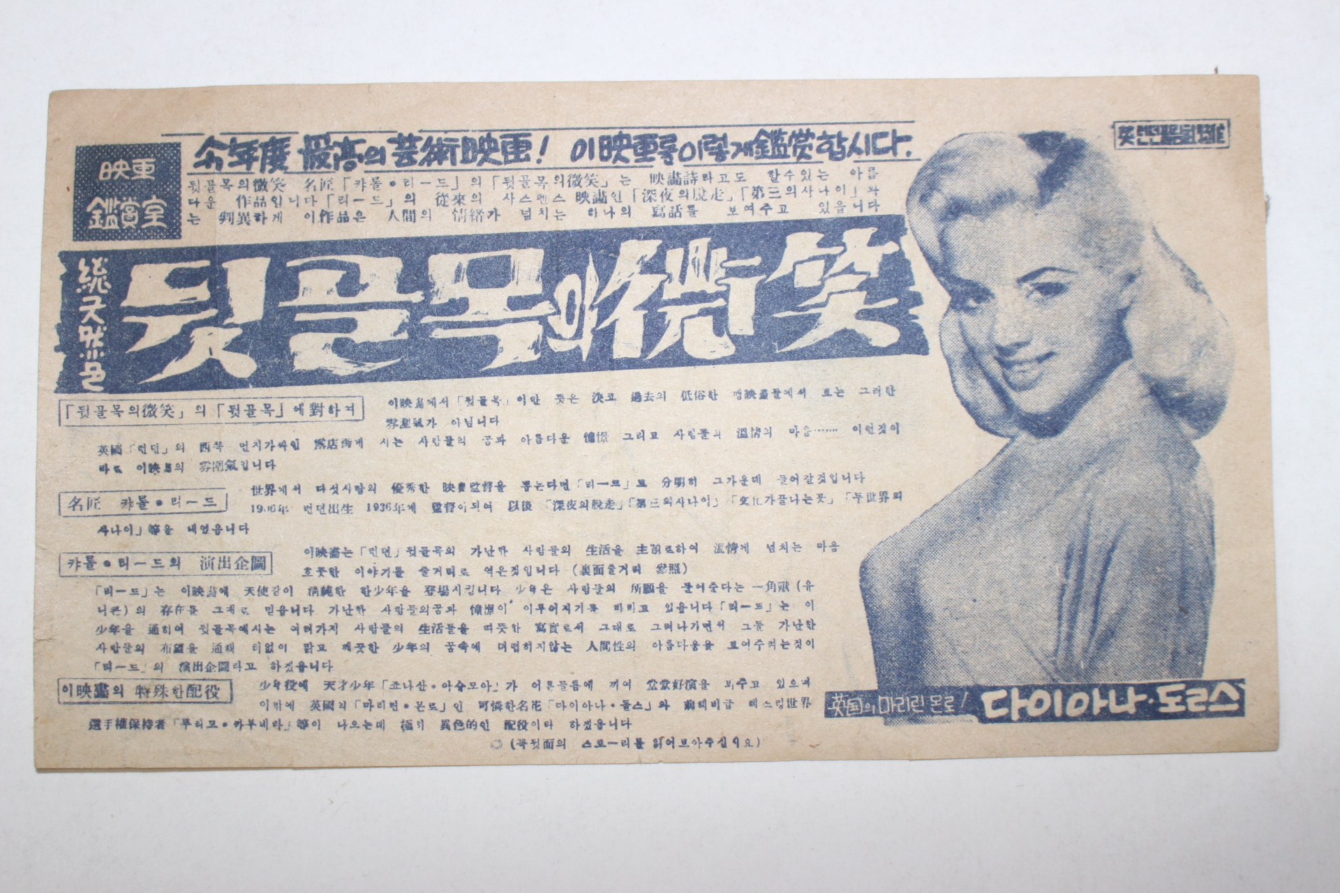 1955년 영국영화 리플렛 셀리아 존슨 뒷골목의 미소