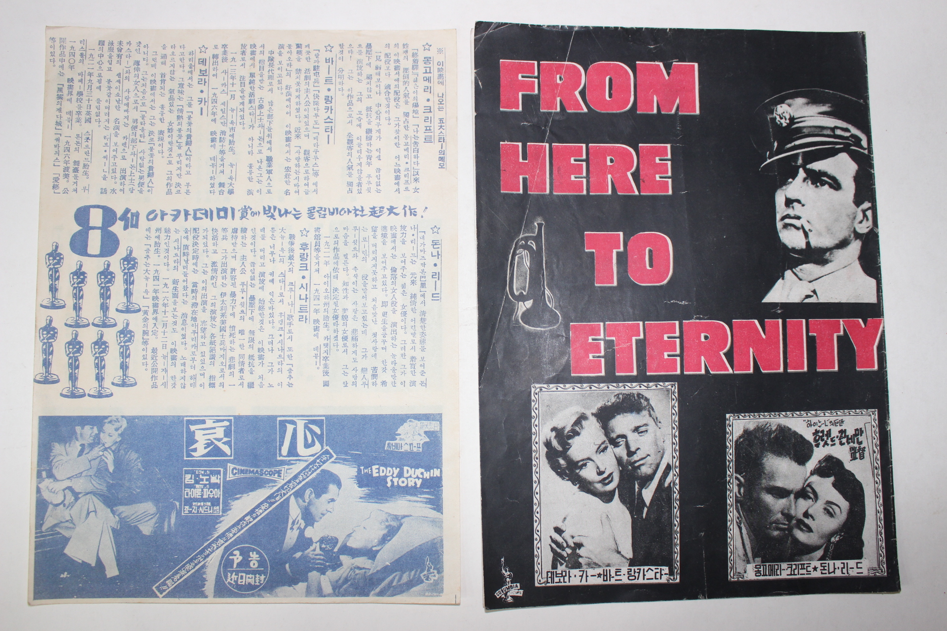 1953년 미국영화 팜플렛,리플렛,포스터 프레드 진네만 지상에서 영원으로