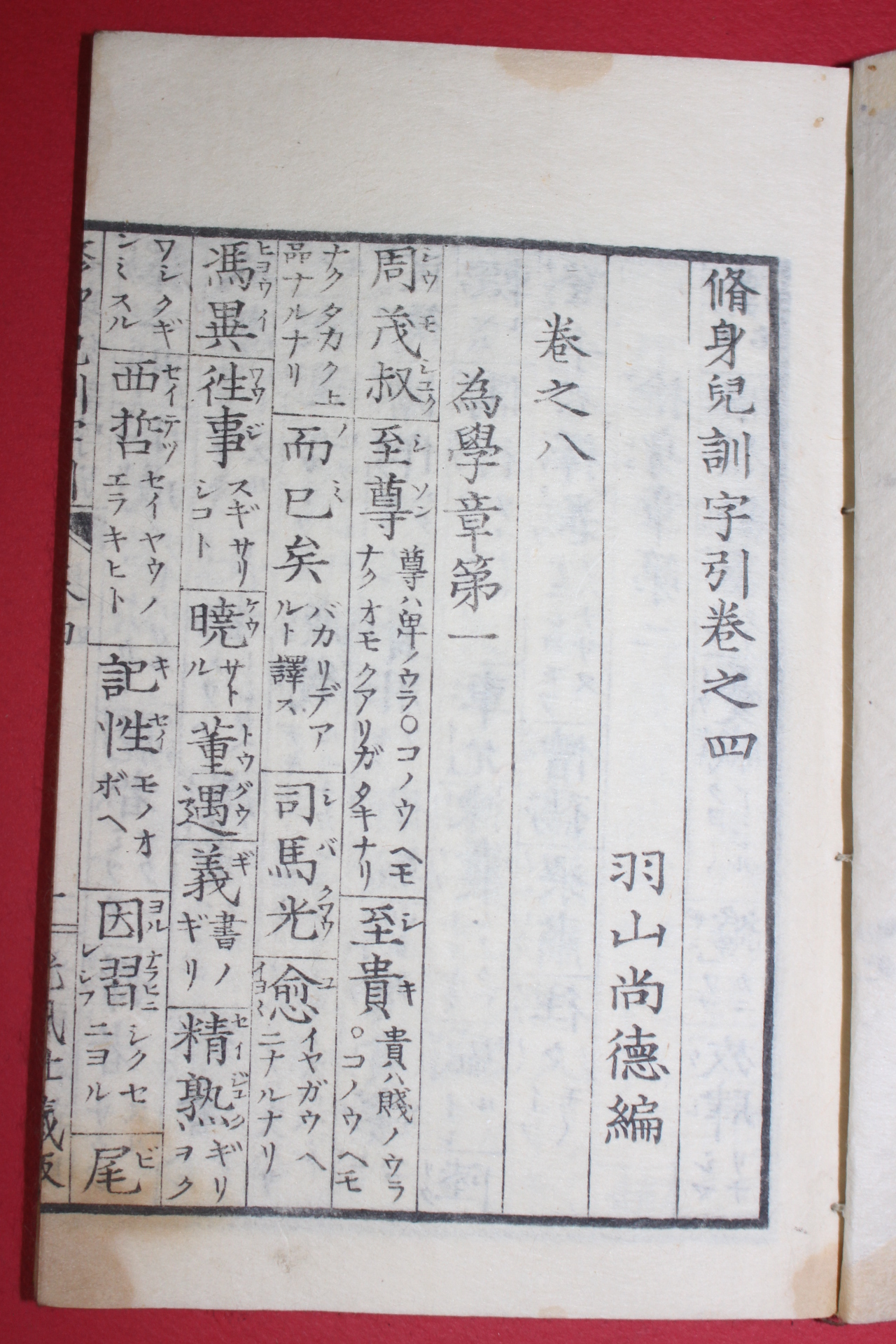 1882년(명치15년) 일본목판본 수신아훈자인 권4