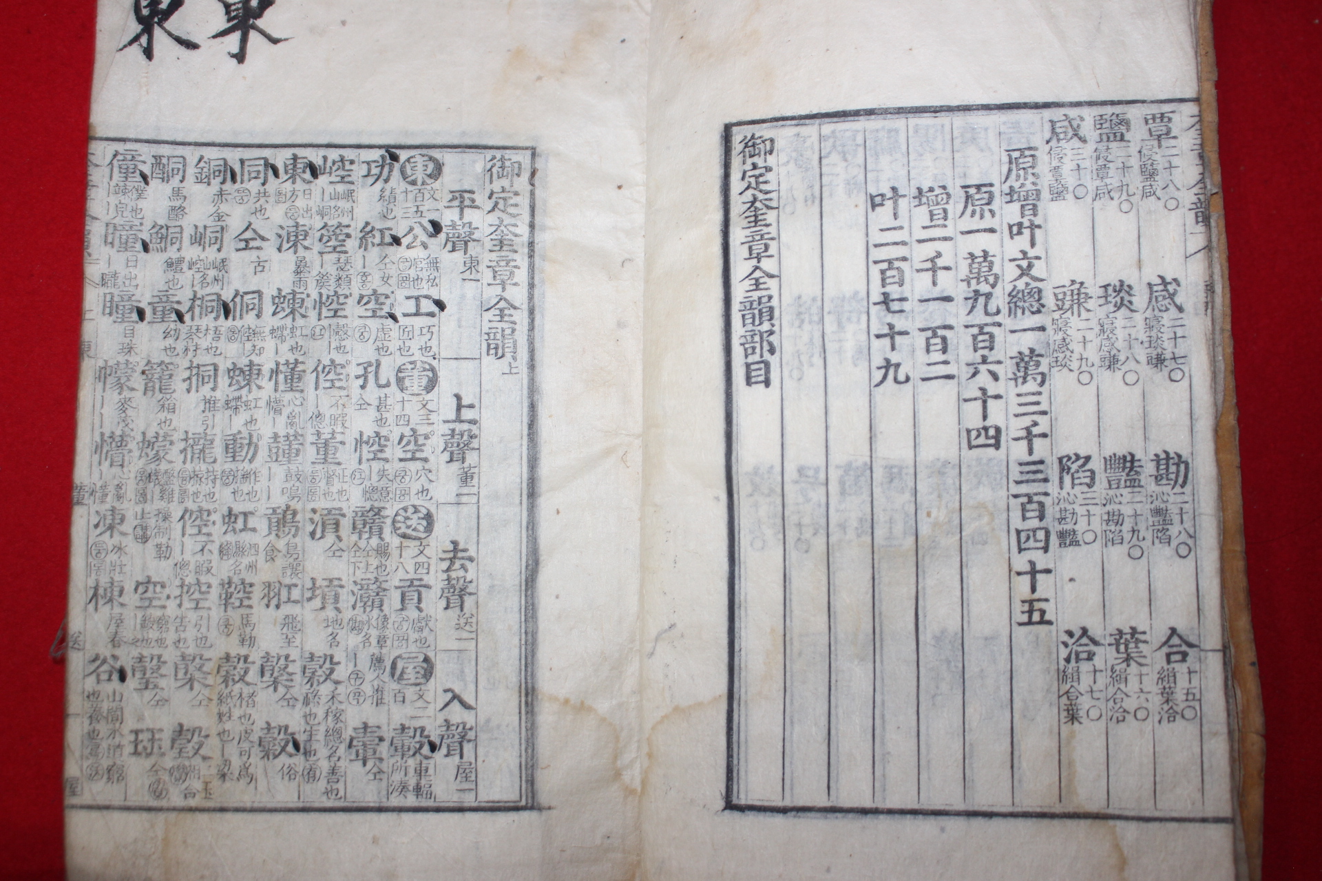 조선시대 목판본 내각원본(內閣原本) 어정규장전운(御定奎章全韻) 1책완질