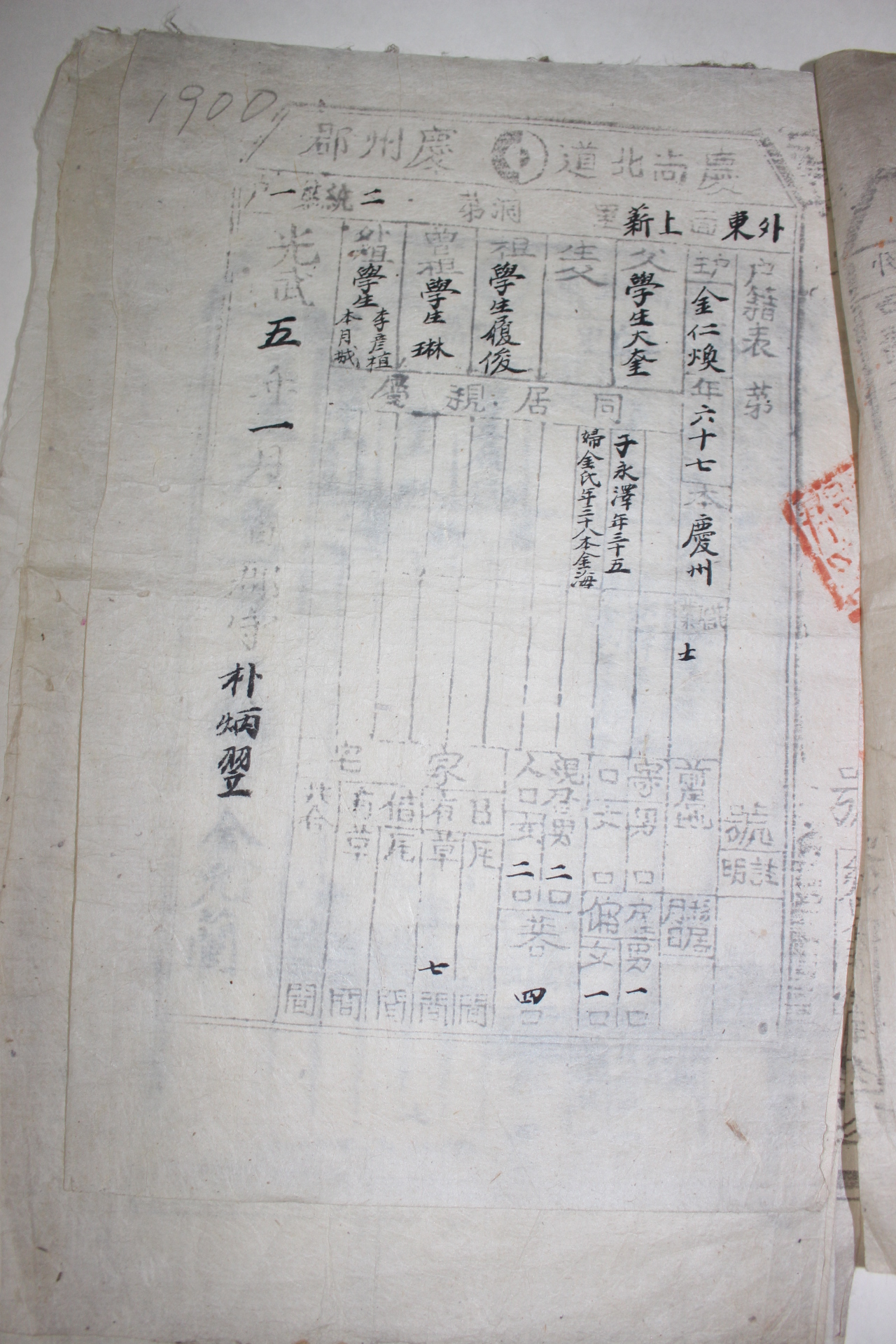 27-1900년(光武4年)~1905년 경북 경주군거주 경주김씨가 호구 6장