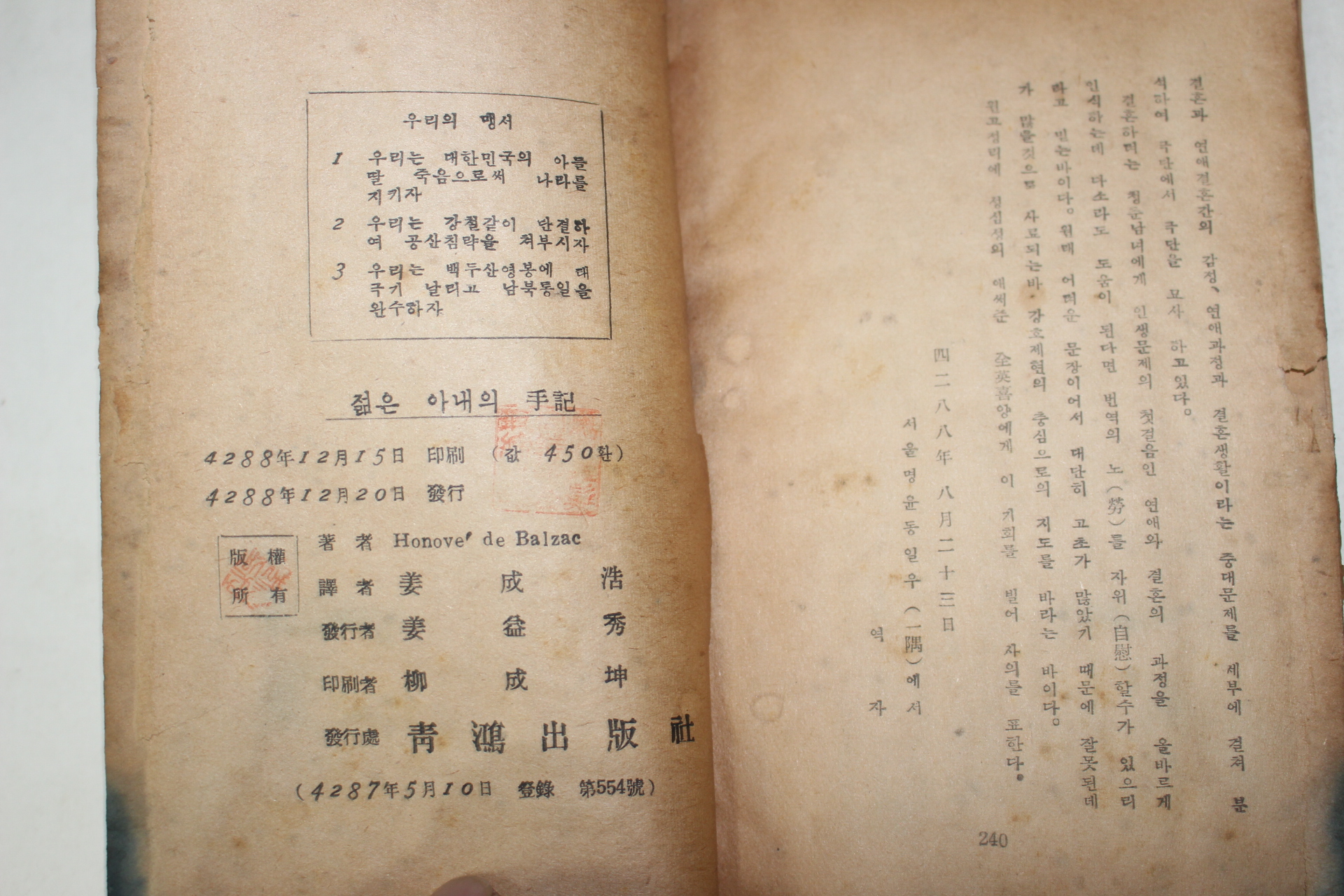 1955년 강성호역 젊은아내의 수기