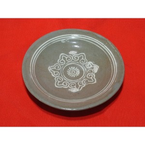 청자 백상감국화문 완