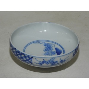 골동-고이마리 청화백자산수문 완