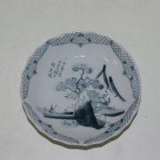 고이마리 청화백자산수문화형완 5점
