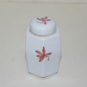 이마리 진사백자금채화문 차통