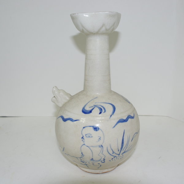 청화백자 동자화문 용머리 화형 정병