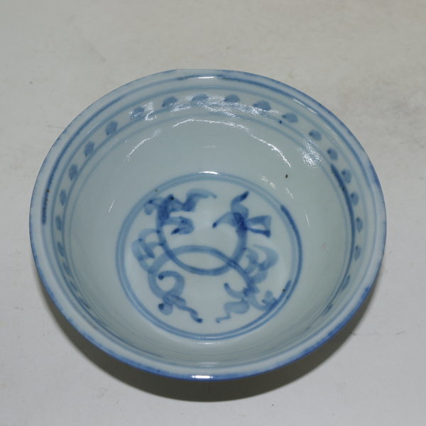 청화백자 화문 청채 완