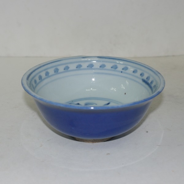 청화백자 화문 청채 완