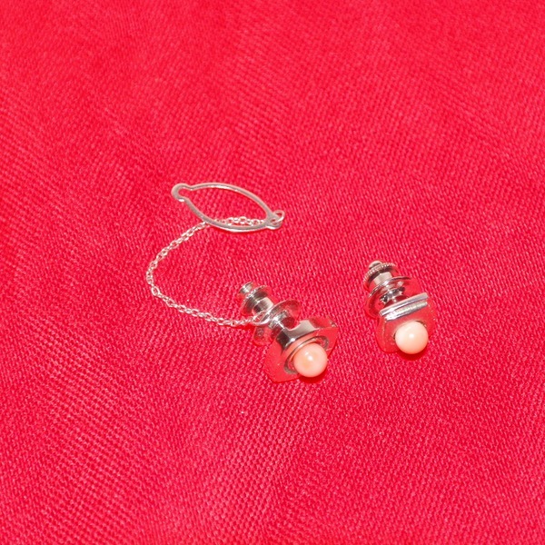 9-진품 산호 옷핀 1쌍