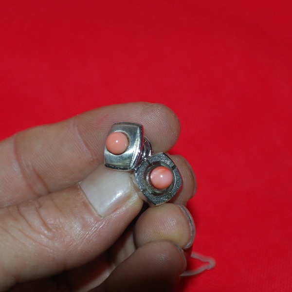 9-진품 산호 옷핀 1쌍