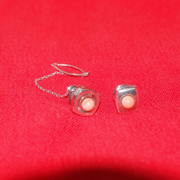 9-진품 산호 옷핀 1쌍