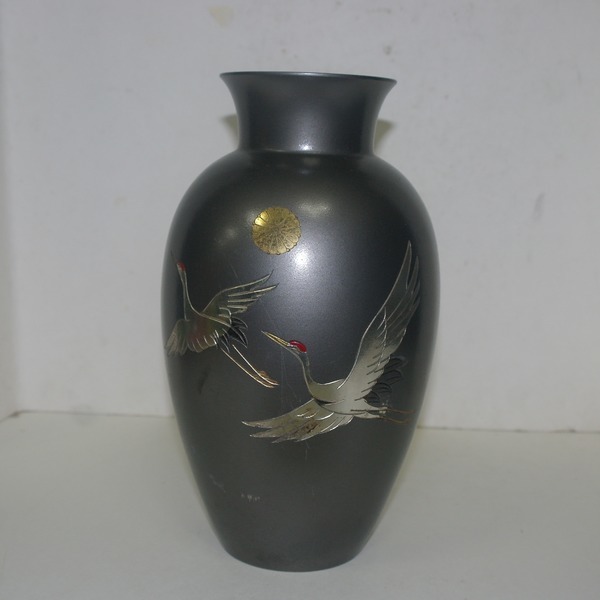 묵직한 금속합금 쌍학 화병