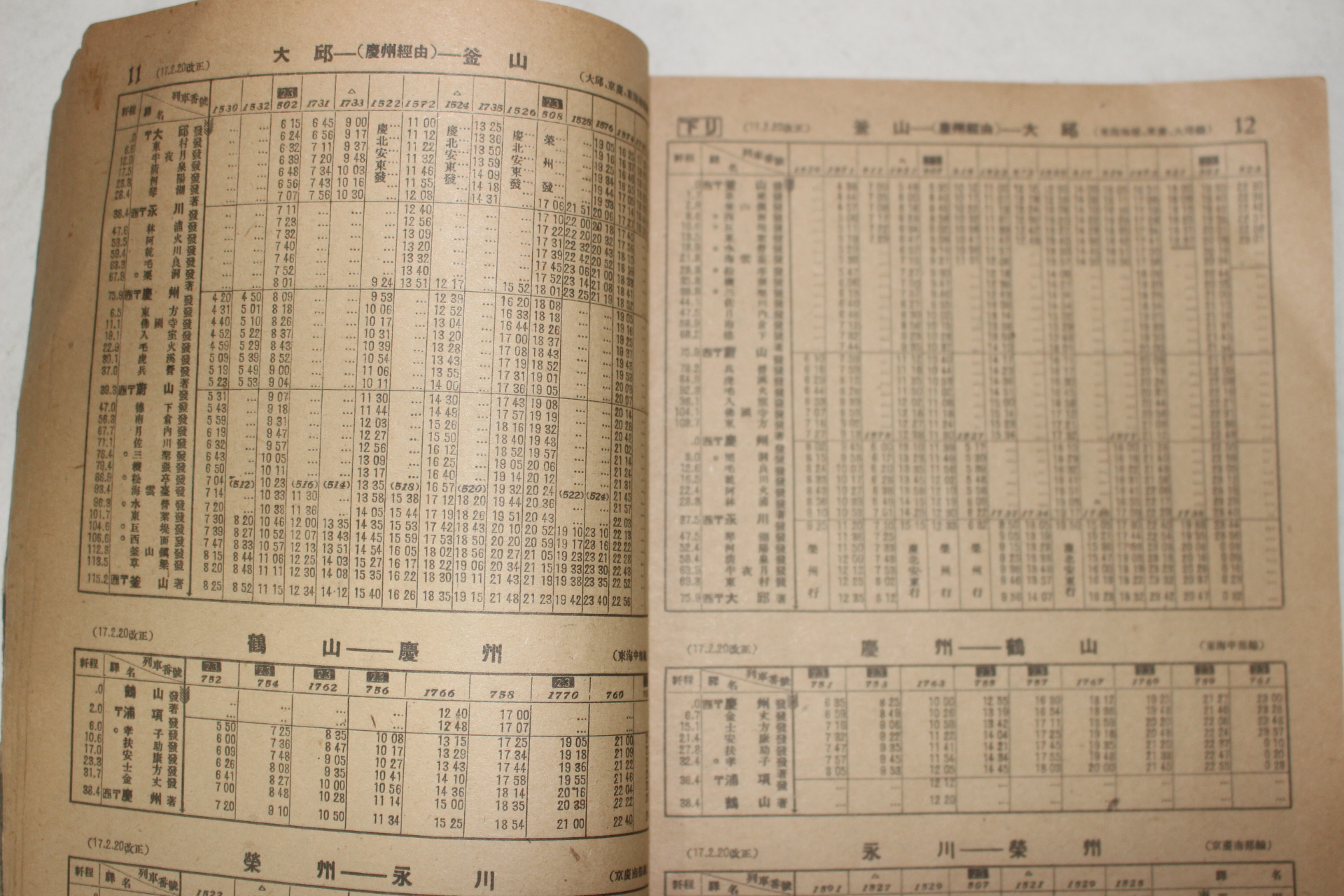 1942년 조선총독부철도국 조선철도 시간표