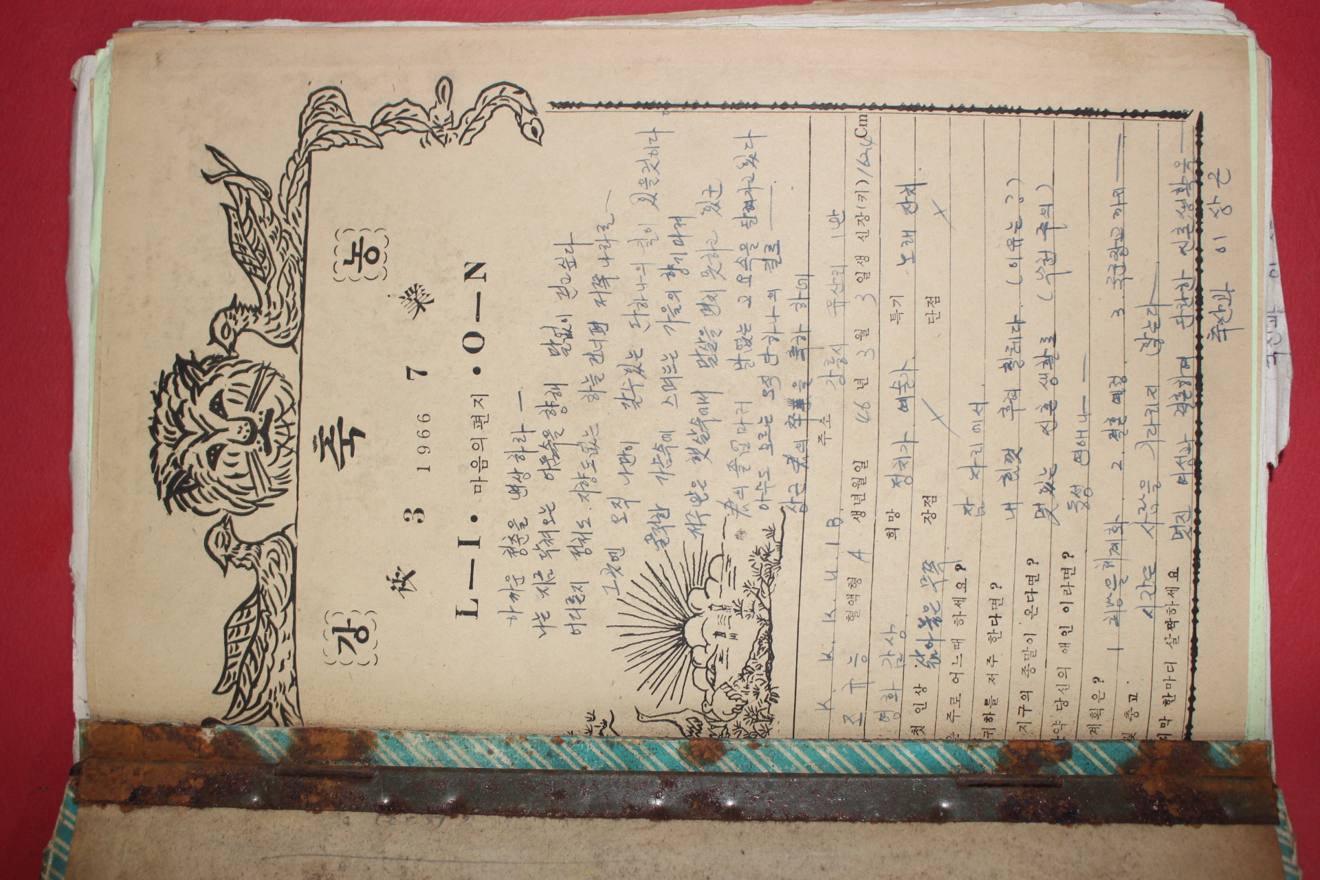 1966년 50여장의 졸업기념글 강농