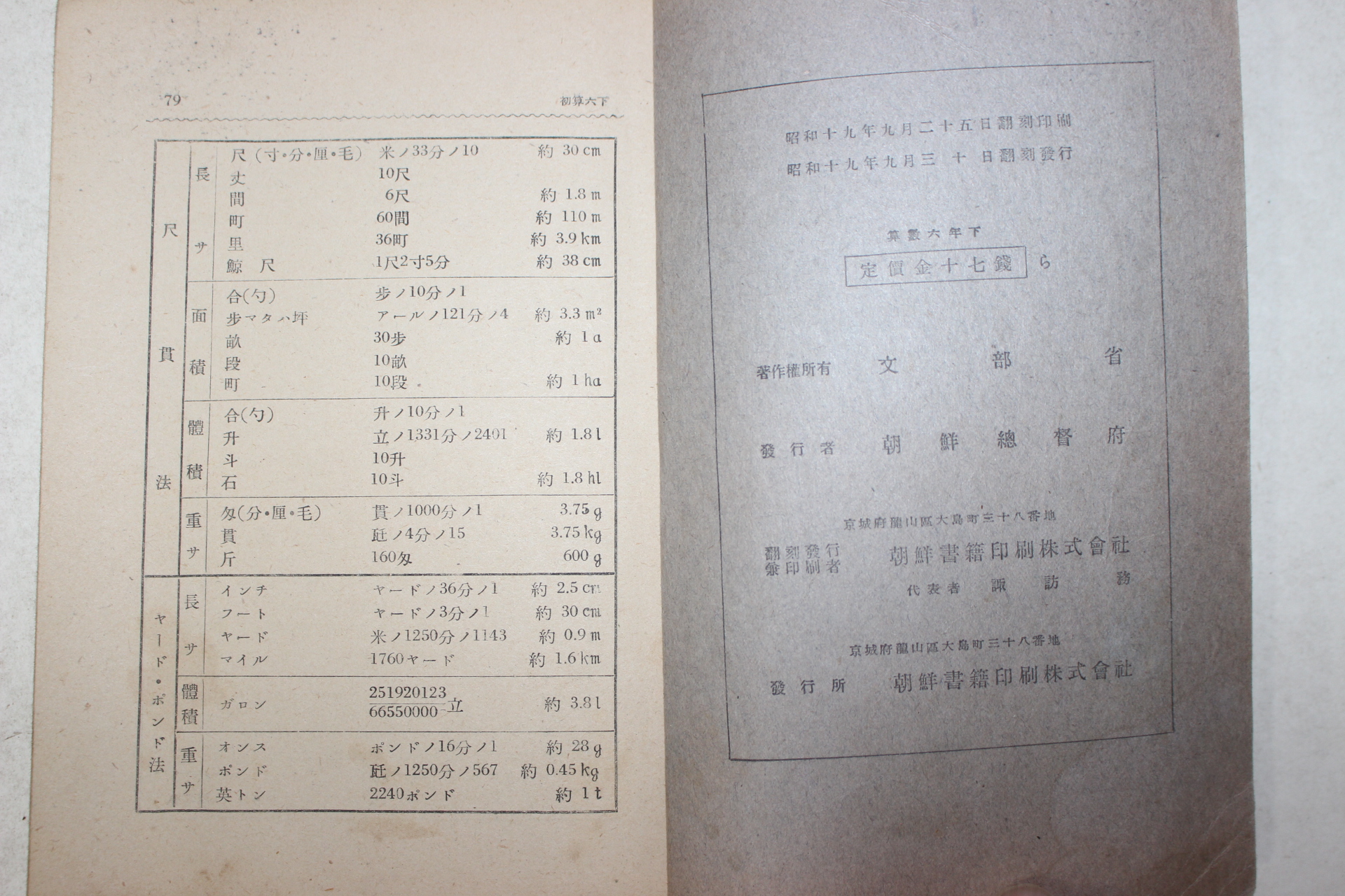 1944년 조선총독부 초등교과서 제6학년 하권