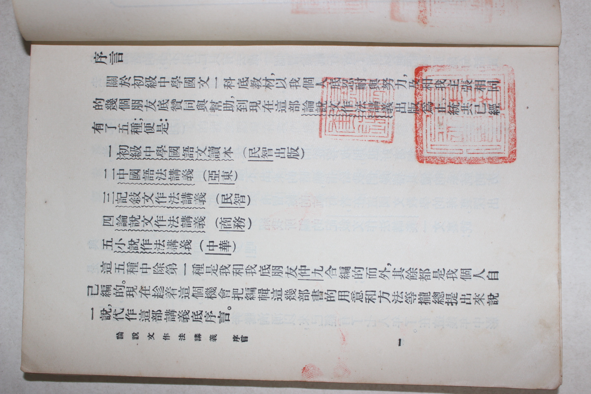 1926년(민국15년) 중국 상무인서관 논설문작법강의(論說文作法講義) 1책완질