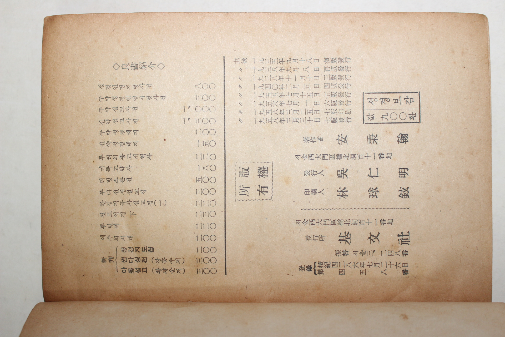1958년 안병한(安秉翰) 성경보감