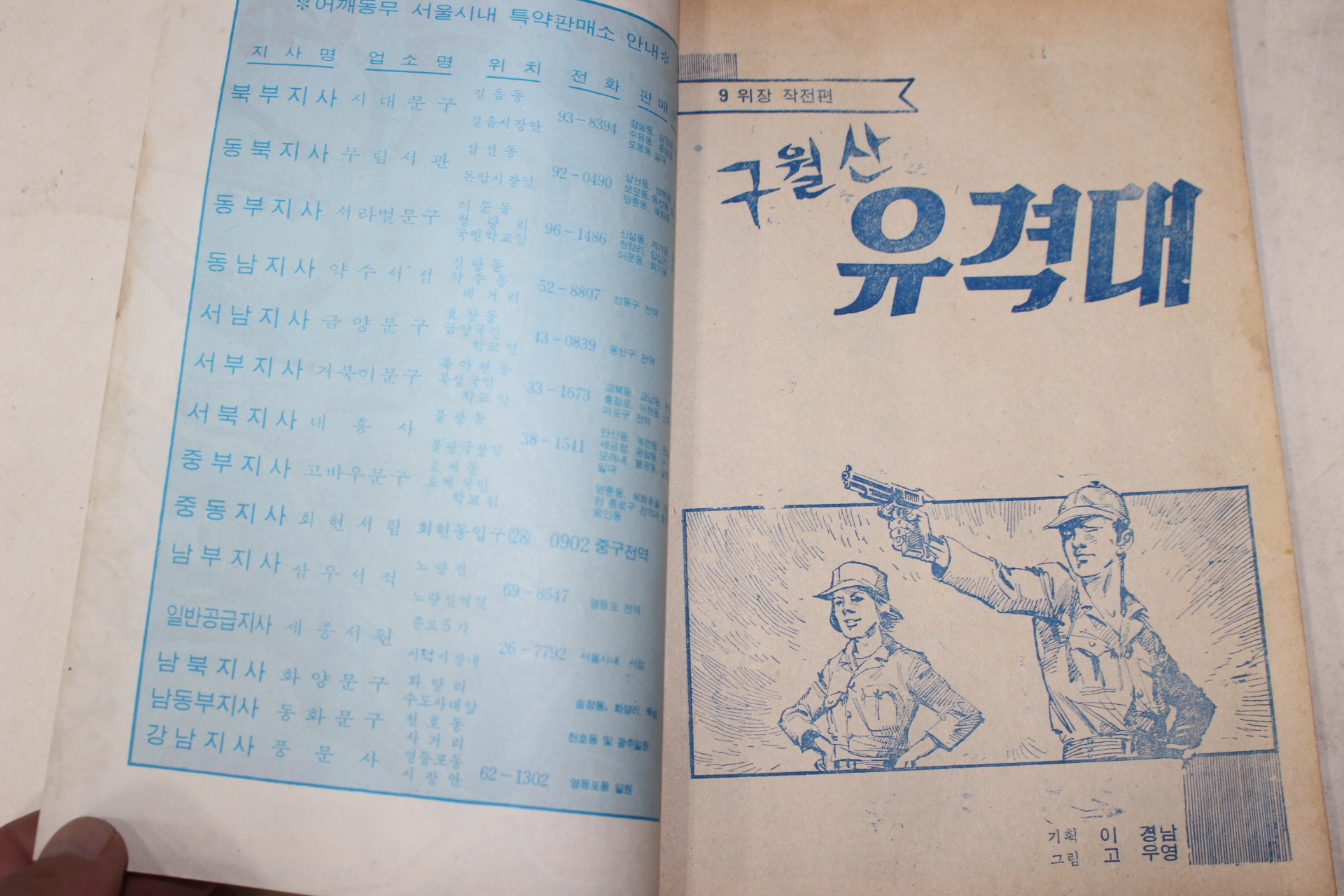 1971년 어깨동무 별책부록 고우영 만화 구월산 유격대